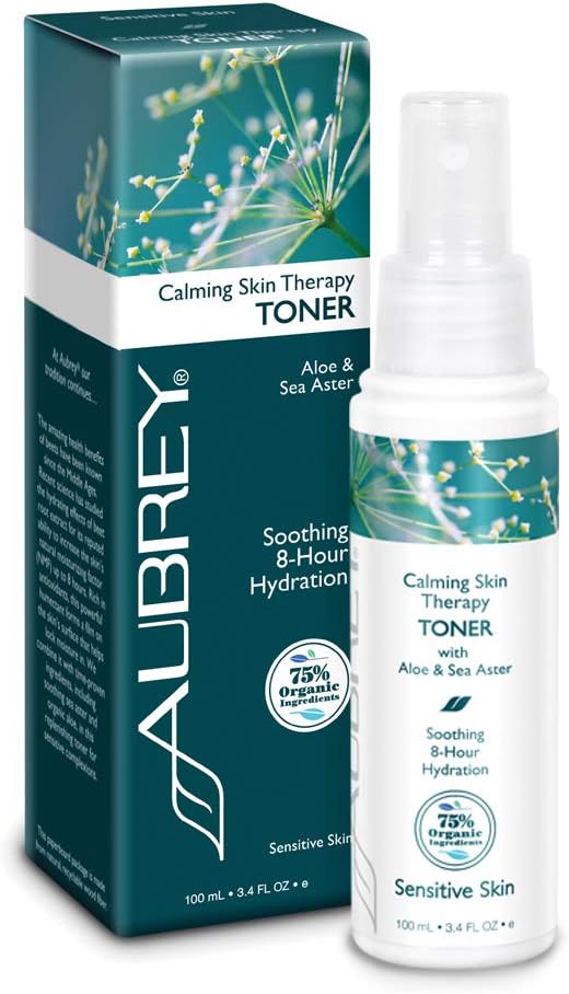 Aubrey Calming Skin Therapy Facial Toner | Soothes, Hydrates & Combats Dryness | Sea Aster & Aloe | 75% Organic Ingredients | Sensitive Skin | 3.4oz