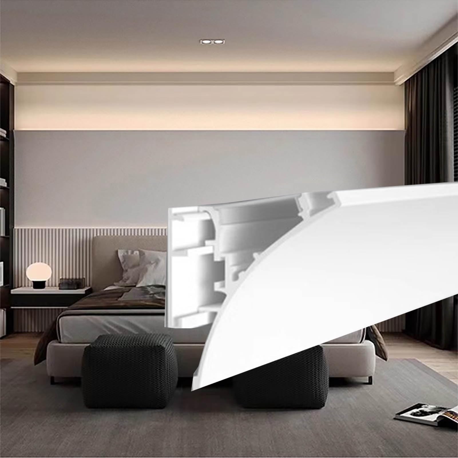 Profili per Strisce LED Canale in Alluminio per Modanatura a LED per Parete, Illuminazione Decorativa per Battiscopa, Canale a LED per Battiscopa a Corona per Casa(7m/23ft)