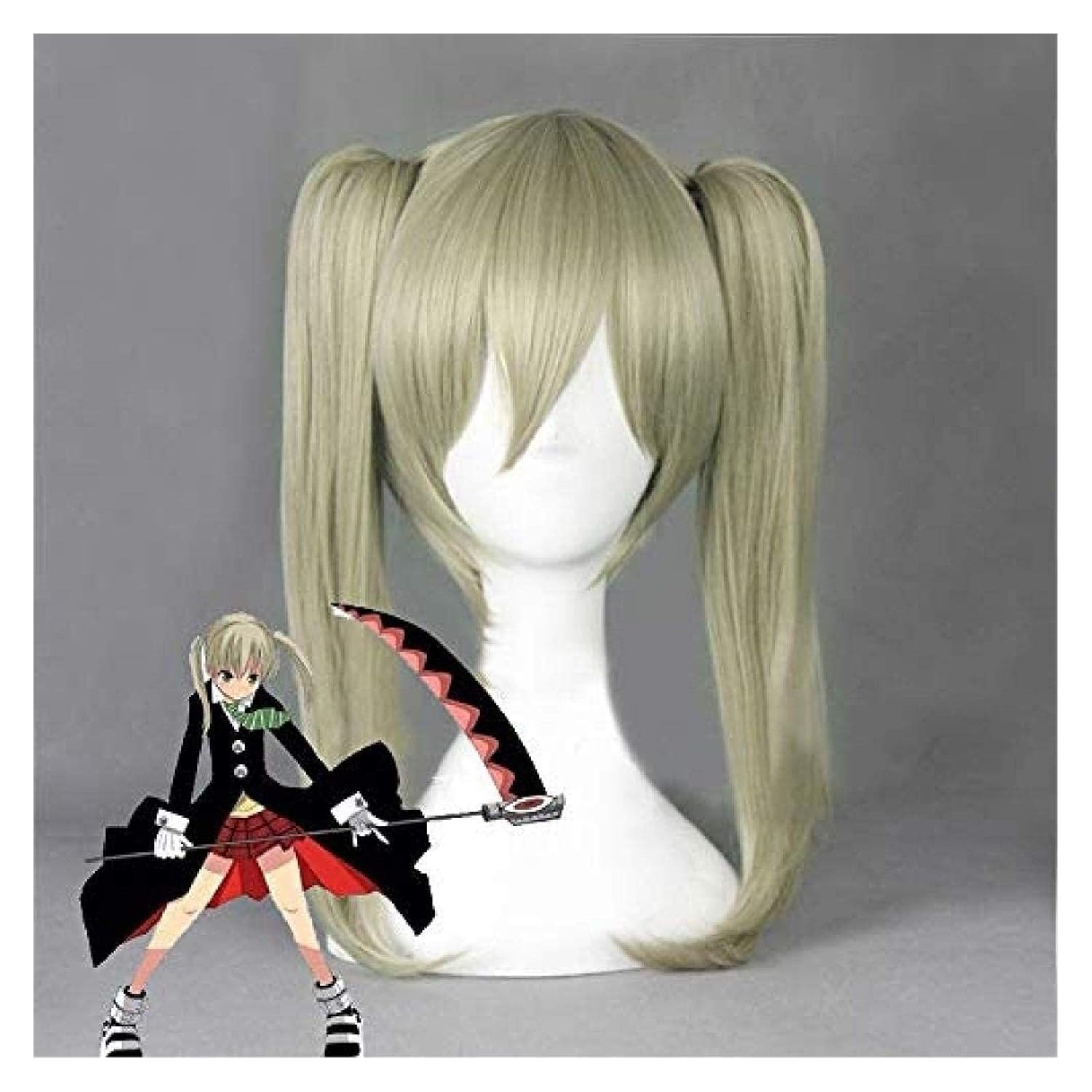 Soul Eater Maka Albarn Cosplay Wig Heat Resistant Synthetic Wigs for Halloween Costume Party Role Play+Wig Cap