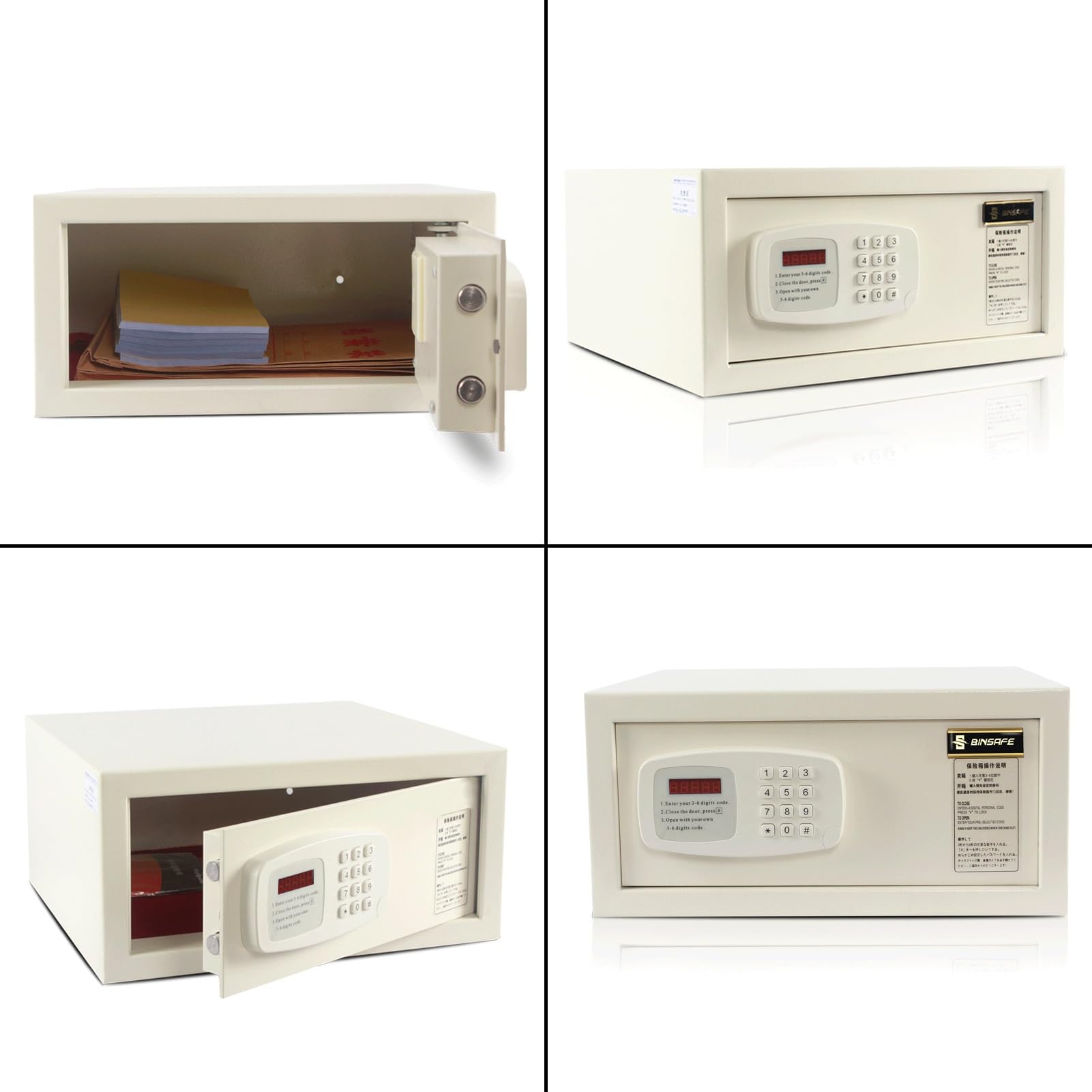 Cassaforte a Muro Cassaforte da Armadio Piccola Cassetta di Sicurezza con Chiave Cassetta Portavalori Safe per Casa, Ufficio, Hotel(White)