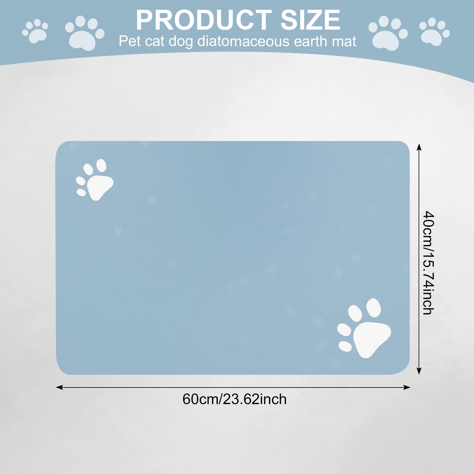 Tappetino Assorbente Per Ciotole Cani E Gatti - 60x40 Cm, Terra Diatomacea, Antiscivolo