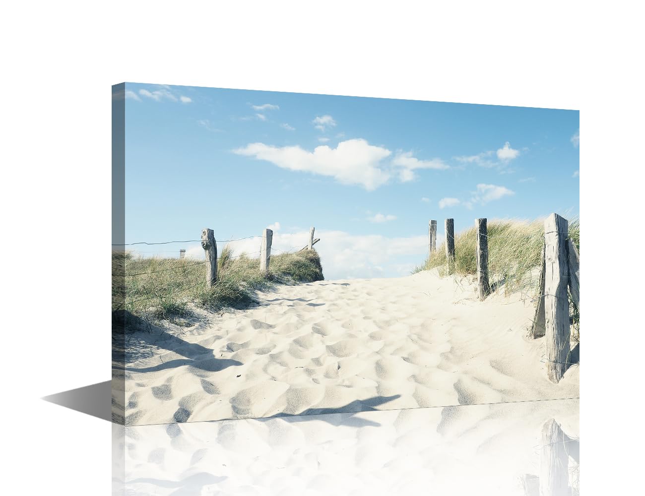 TISHIRON 1 Panel Canvas Art Wall Decor Beach Bedroom Wall Art Pictures for Living Room Dune Fence Wall Painting Modern Art Stretched and Framed Ready to Hang 18x12in