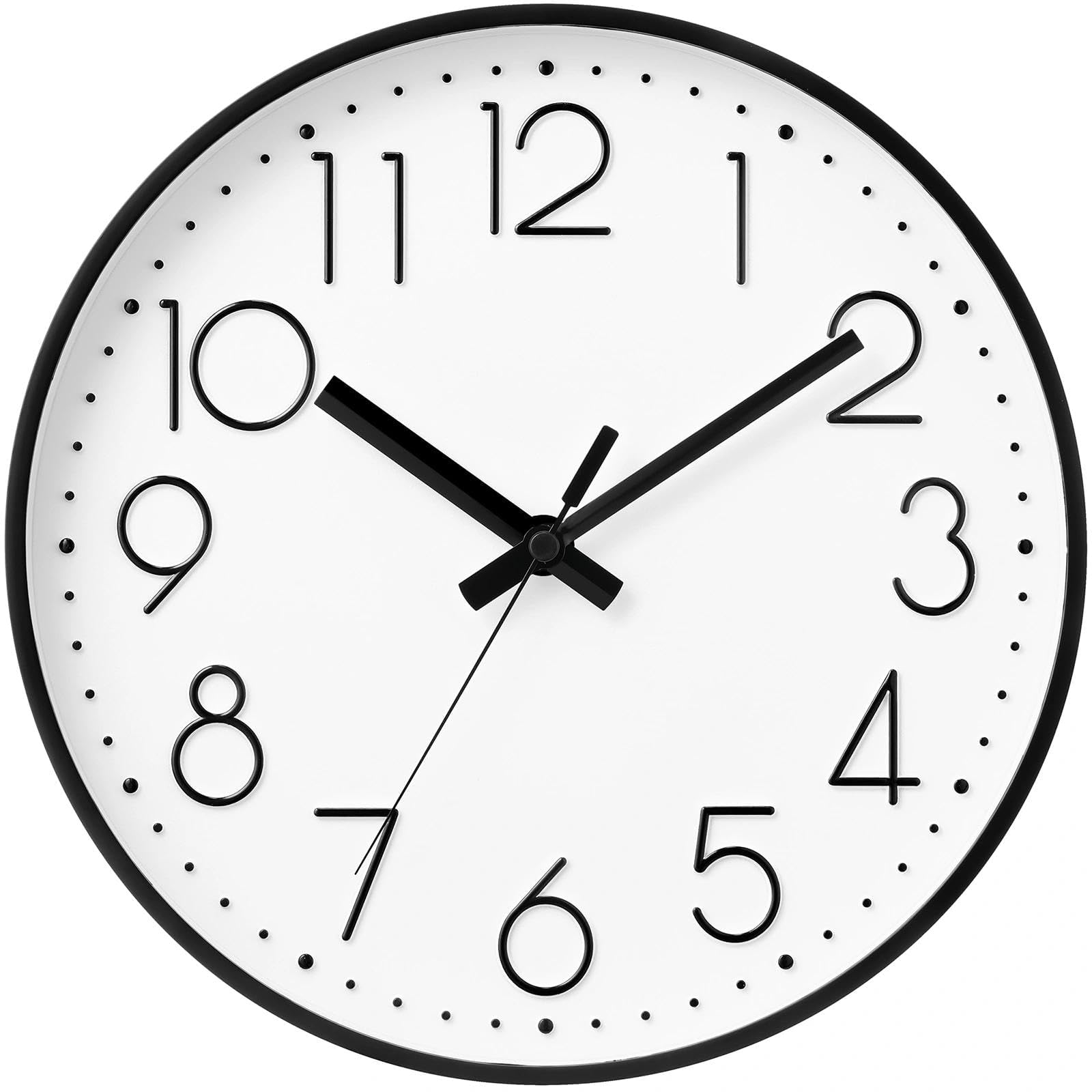 DAXSMY Wall Clock 12 Inch White Decorative, Battery Operated Silent
