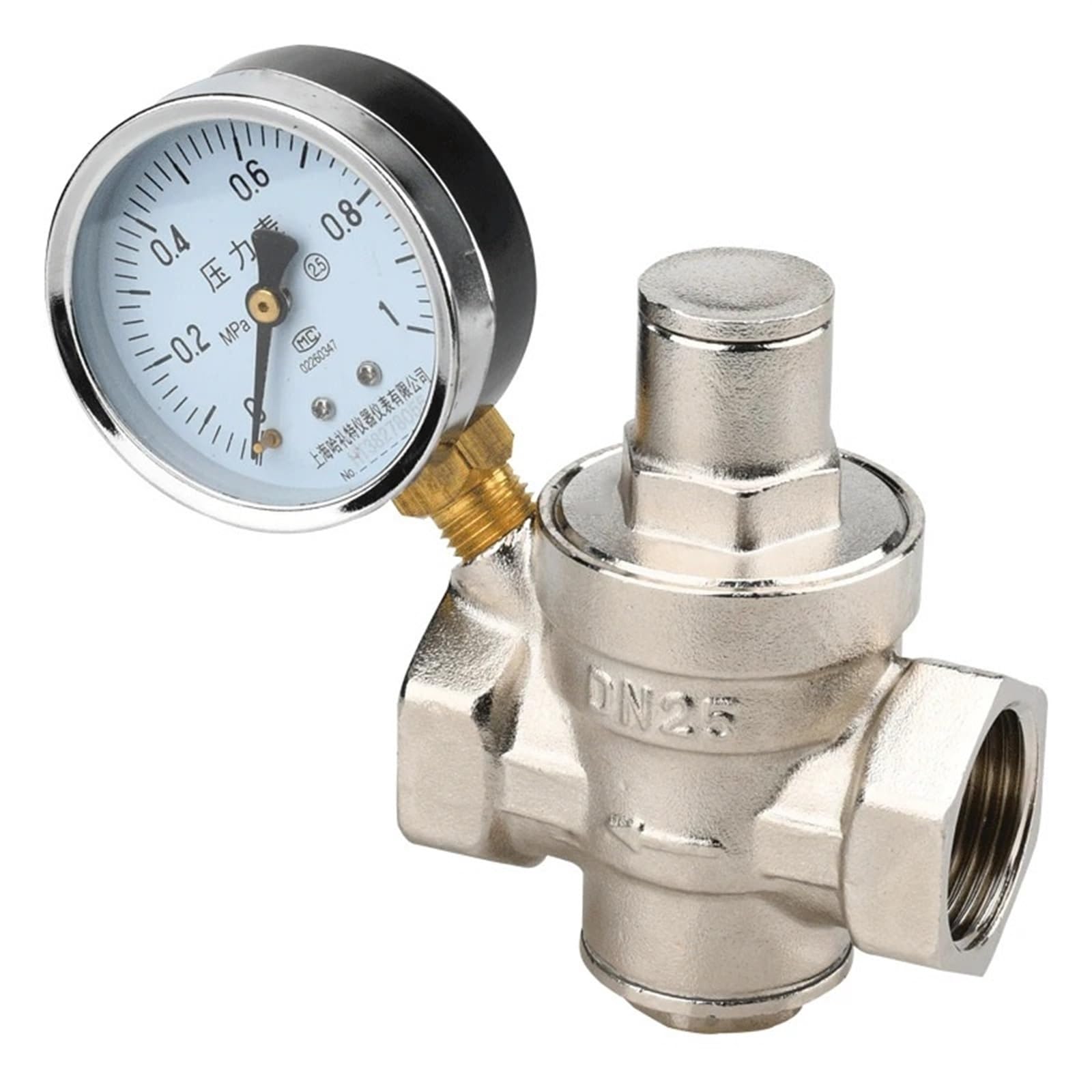 Válvula Reductora de presión, 1 válvula Reductora de presión Agua Hembra Varios tamaños(1/2" with Gauge)