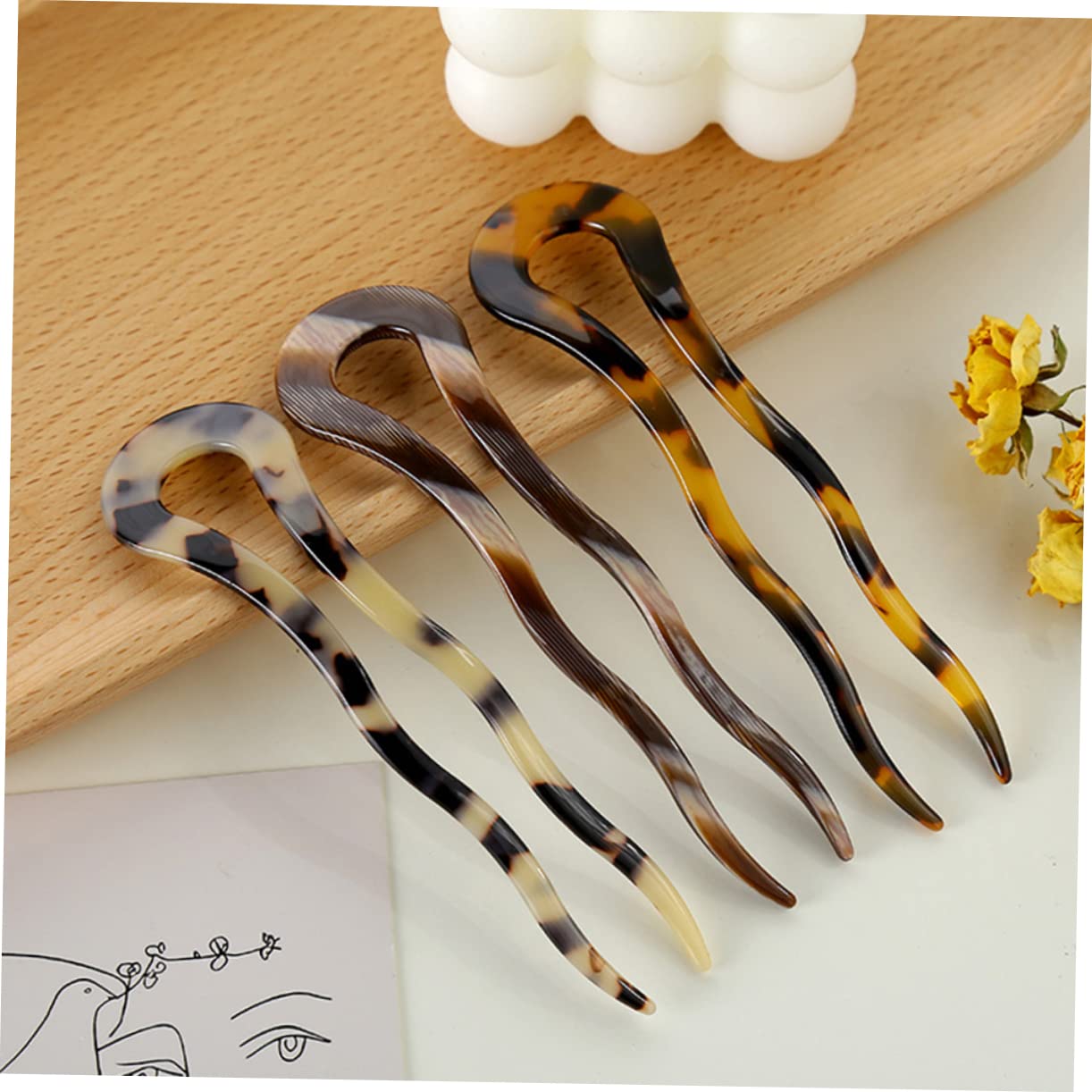 Beavorty 15stücke Vintage Haarspangen Damen U-förmige Haarnadeln Aus Acetat Elegante Haaraccessoires Für Wellenfrisuren Für Partys Feste Und Alltag