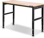 VEVOR Courbe de travail réglable, 2000 Capacité, 48 x 20-inch Banc de travail lourd avec 28,5-38,3 pouces Réglage de la hauteur, Garage Workbench avec sorties d'alimentation, adapté pour le bureau, garage, atelier
