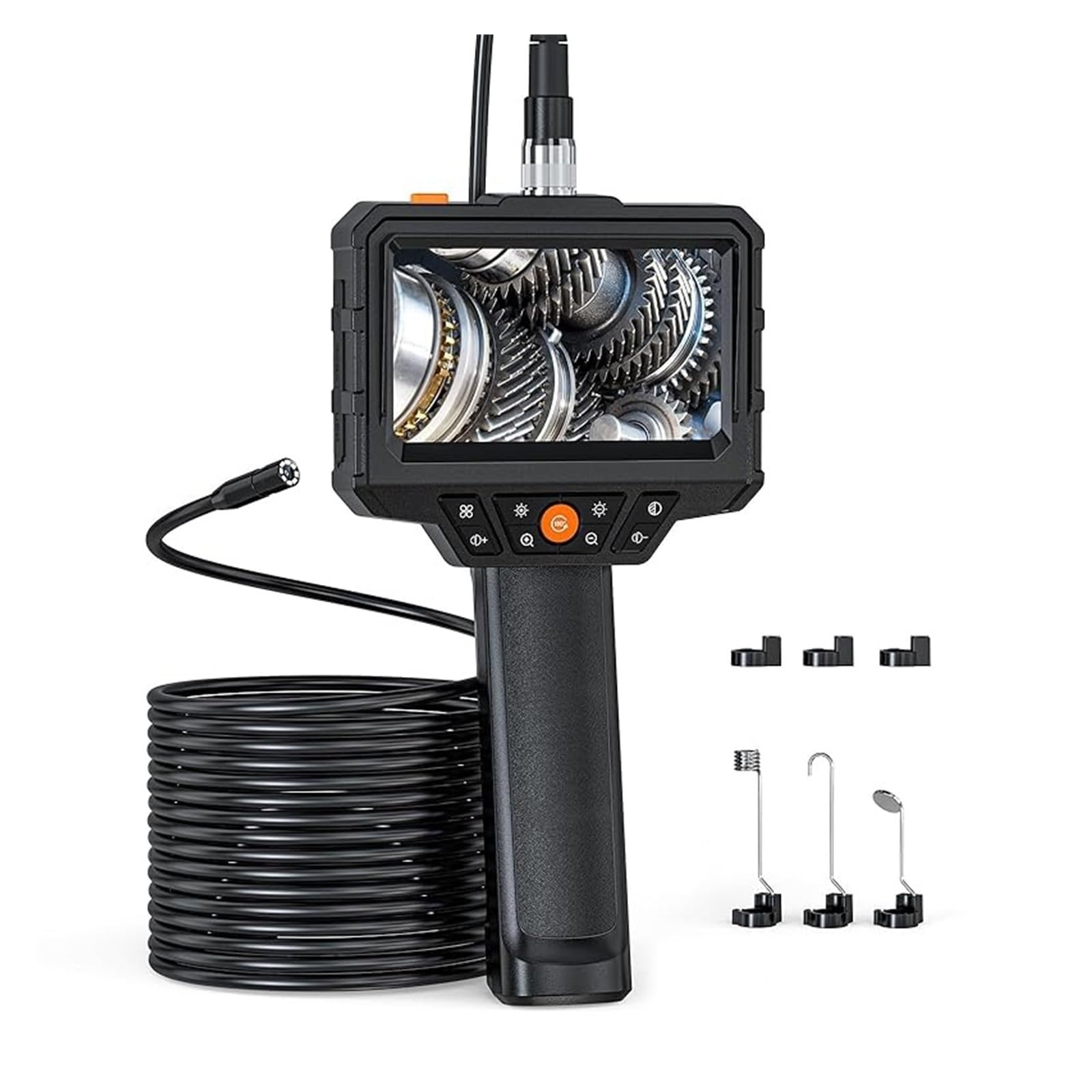 Periscopio, Telecamera endoscopica portatile con periscopio for ispezione auto impermeabile HD 1080P IP67 da 4,3 pollici 8 LED(5m,8mm Dual lens)