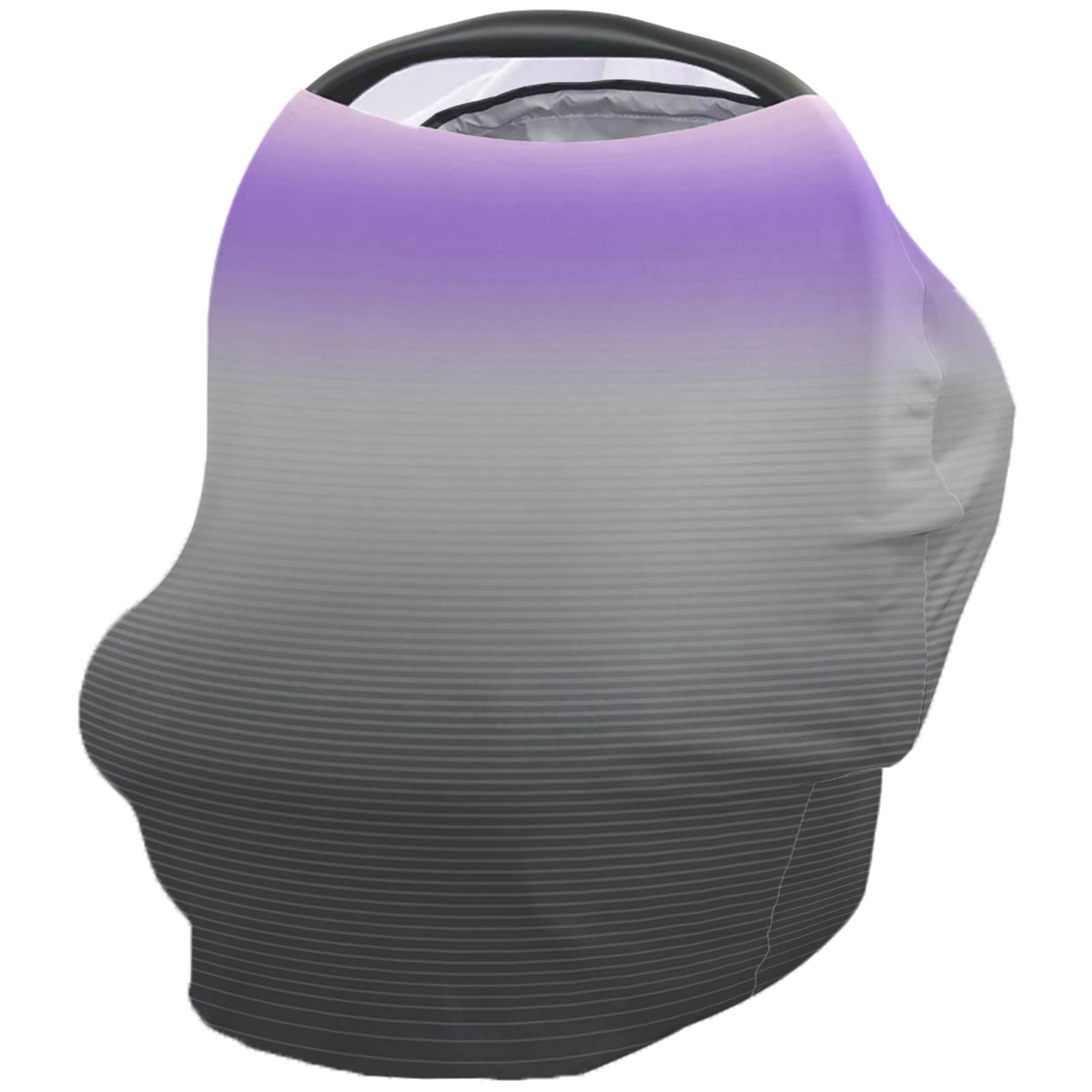 Nursing Cover for Breastfeeding Scarf, Purple Grey Gradient Stripe Baby Car Covers Super Soft Multi Use for Canopy Shopping Cart Cover Blanket Stroller Cover