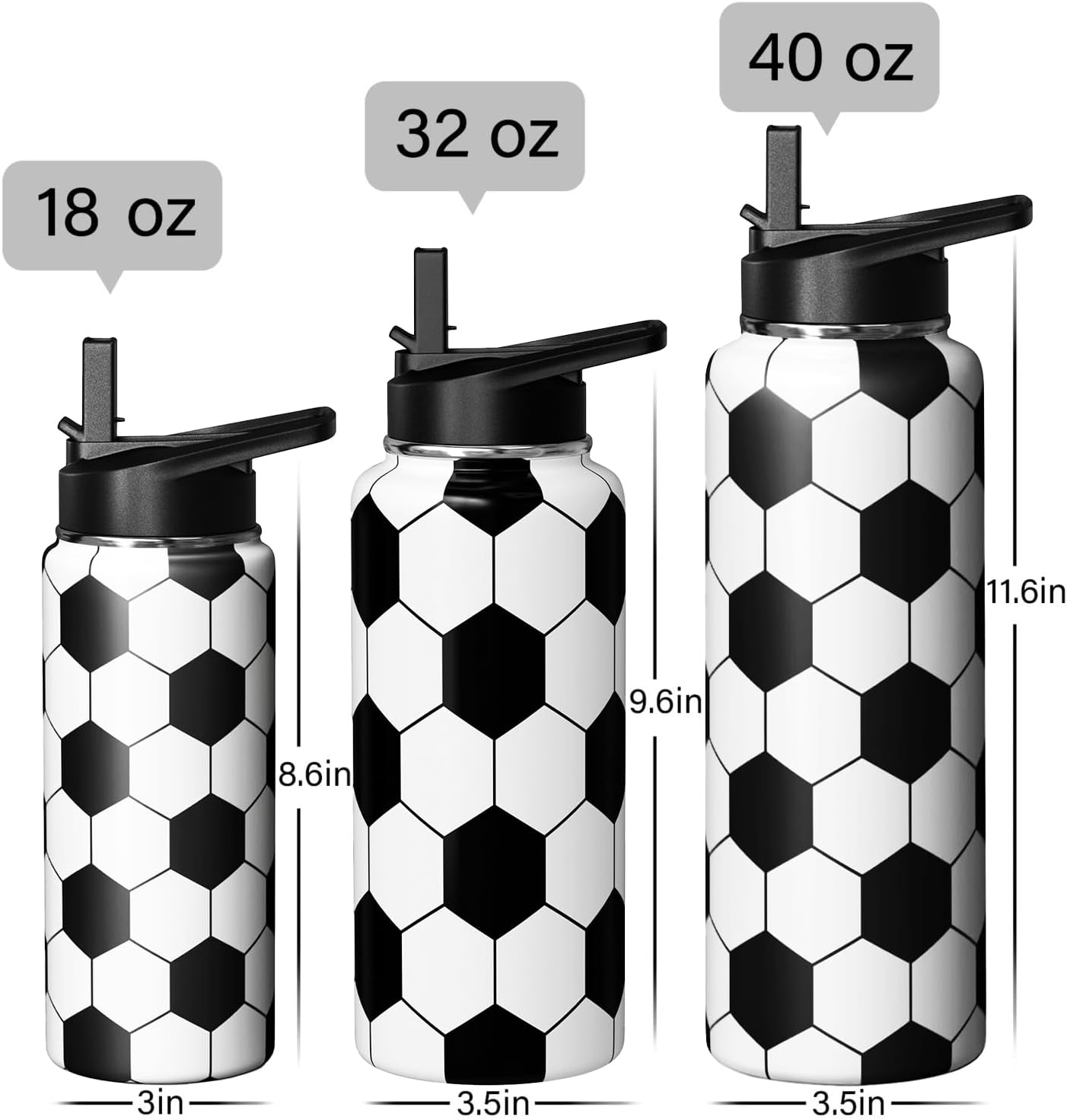 Soccer Water Bottle 18oz Insulated Sports Water Bottles Soccer Gifts for Men Women Gift for Coach Lovers Fan Players Stuff Accessories for Boys Girls - Image 5