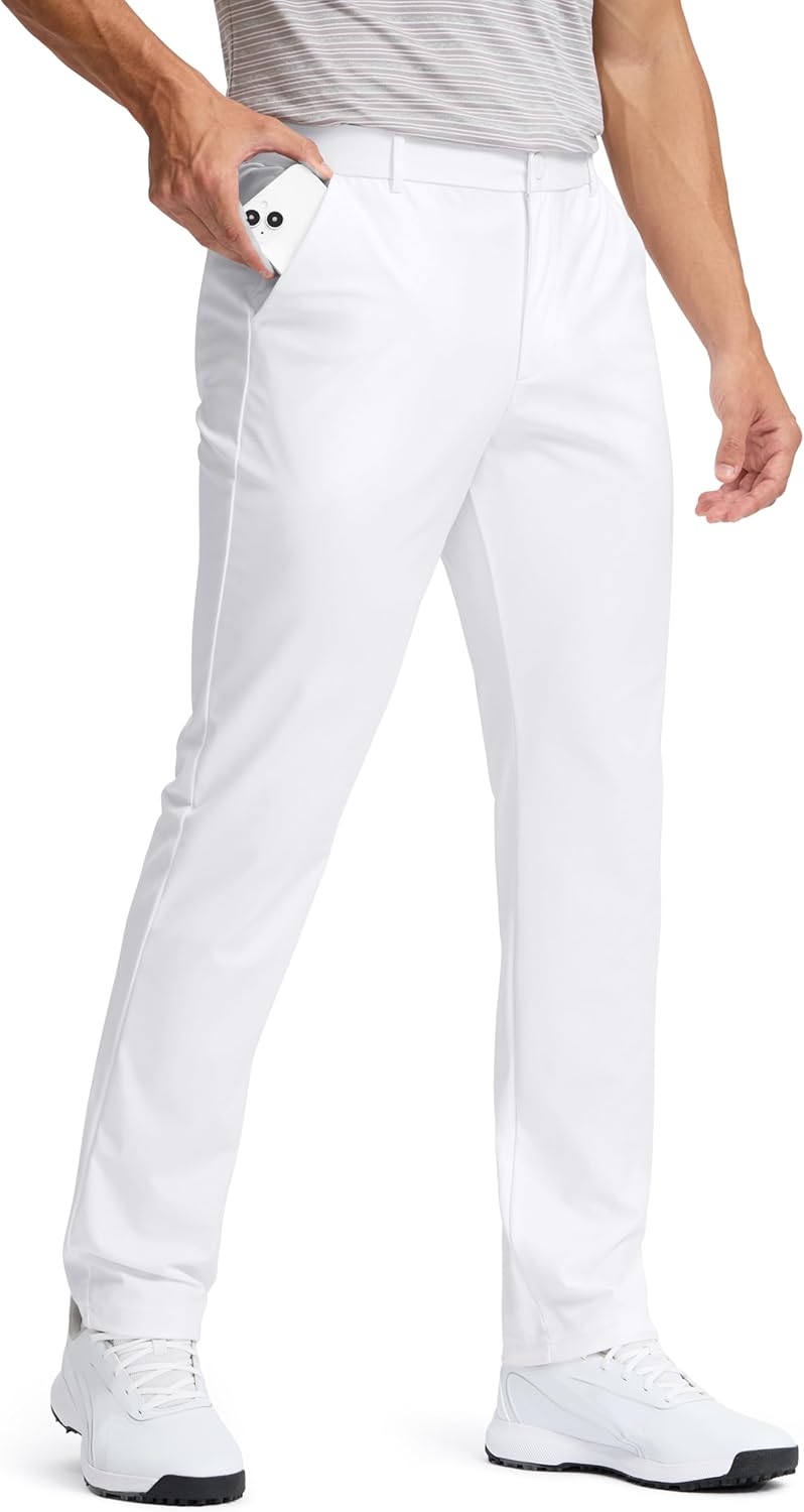 Pudolla Men's Golf Pants 30"/32"/34" Comfy Stretch Dress Work Pants Lightweight Quick Dry Casual Slacks Trousers with Pockets