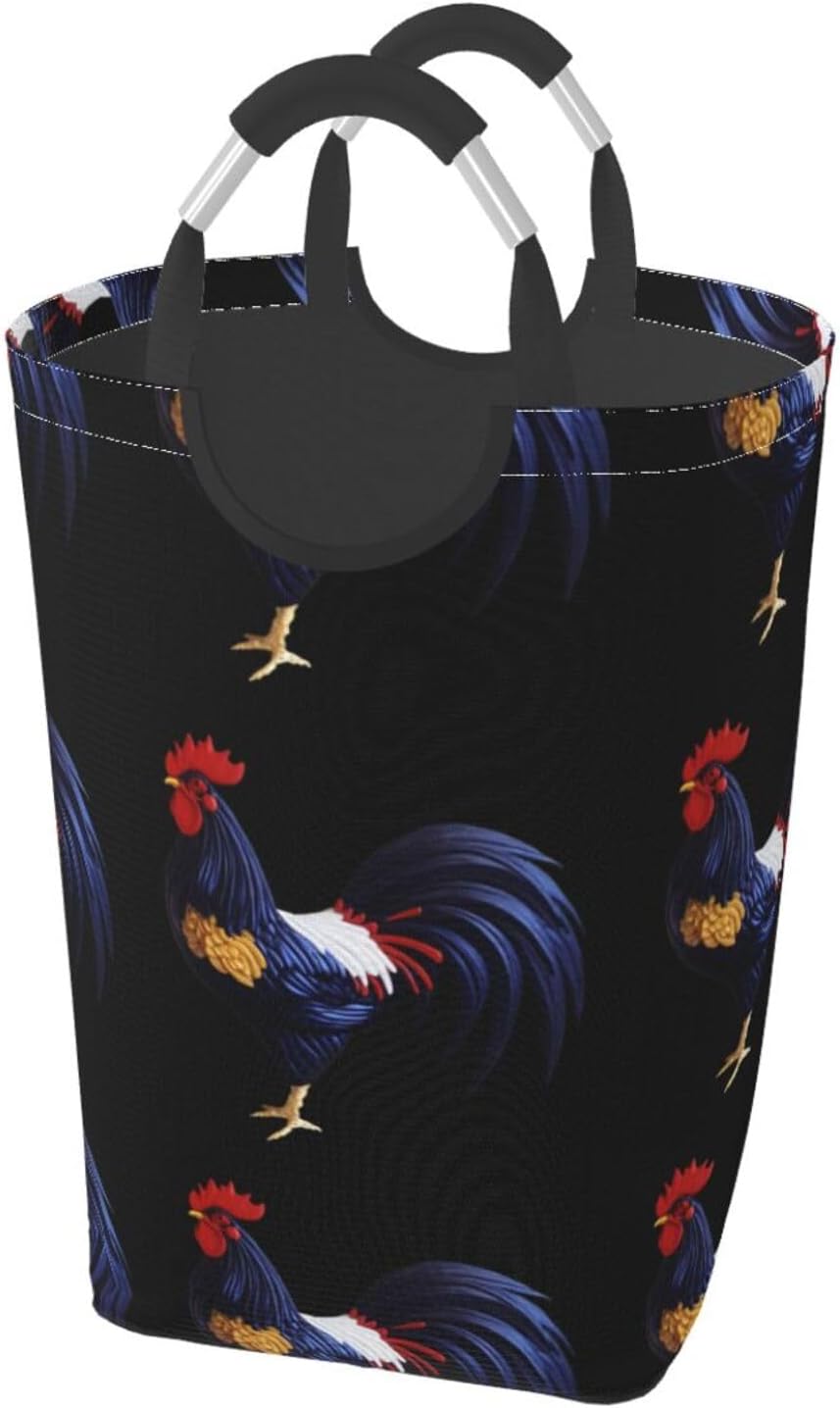 Beautiful rooster Foldable storage bag, 50L capacity, suitable for laundry room, dormitory bedroom, dirty clothes storage basket.