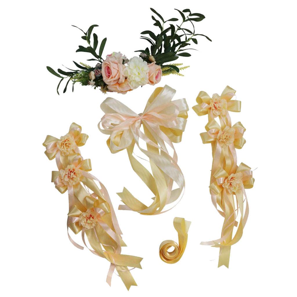 F Fityle Décoration de Voiture Mariage Guirlande Voiture de Mariage Fleurs Artificielles pour Décoration de Mariage-Diverses Couleurs, Champagne