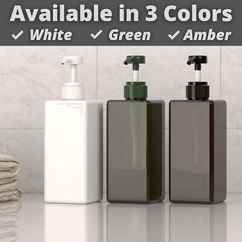 Miniatura 3 de Botellas de bomba recargables de plástico de 16 oz15.2 fl oz (verde)  Juego de 2 botellas vacías para lociones y cremas  Botellas de plástico con