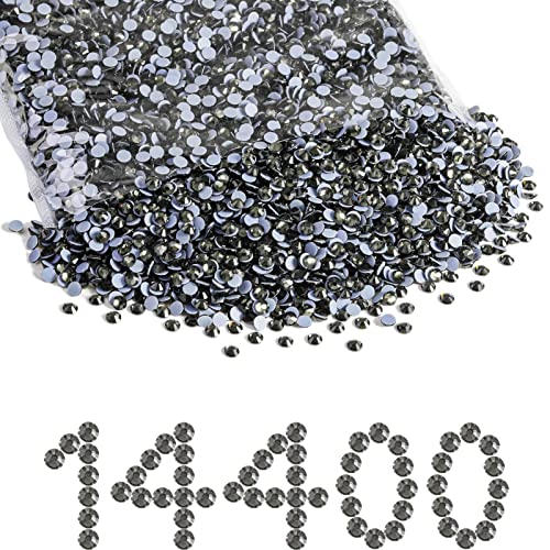 Image of Beadsland Flat Back Crystal Rhinestones Bulk, Black Diamond, SS8, 14400pcs
