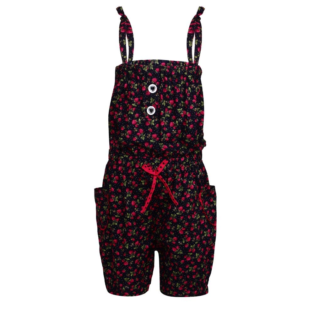 Arshia Fashions Knee Length Cotton Floral Jumpsuit for Girls