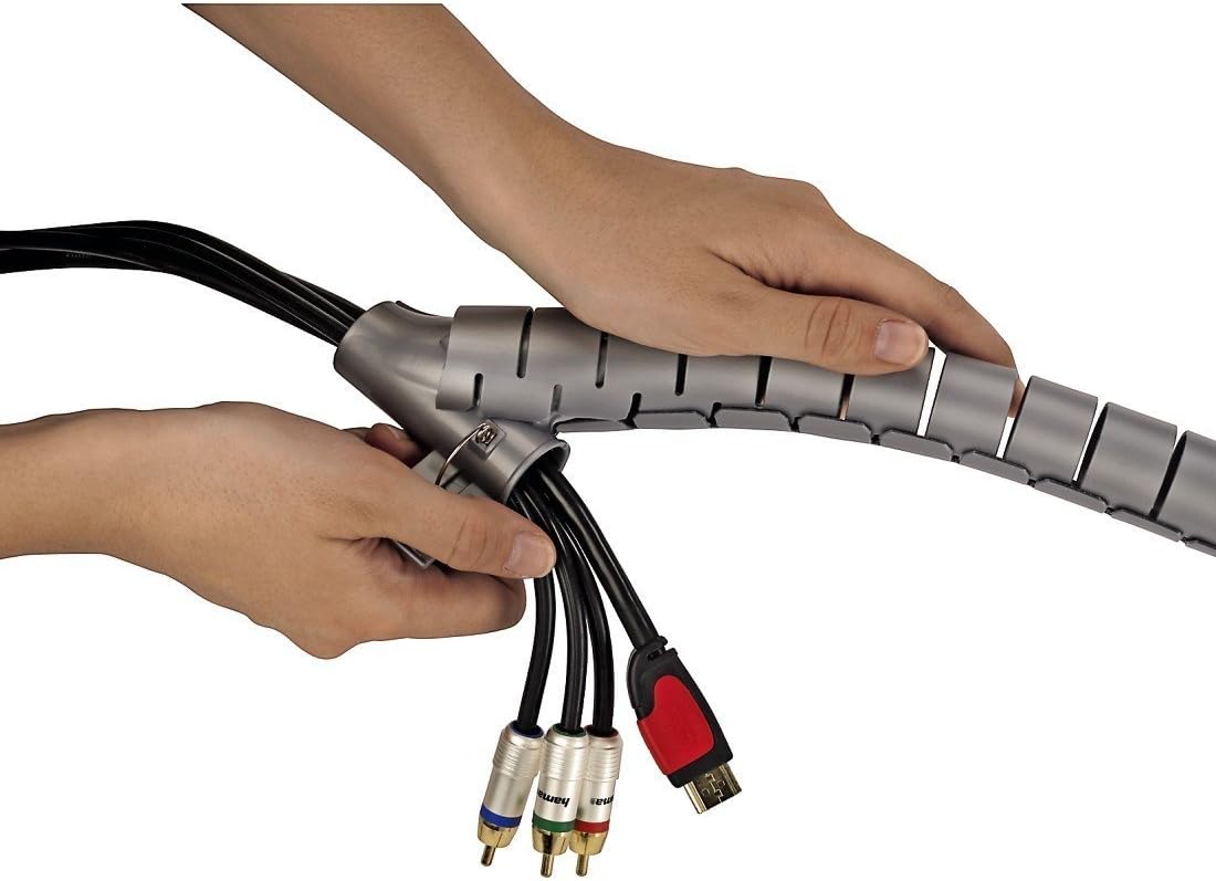 Electraline 1.8m Expandable Cable Management Sleeve- Cable Bundler, Grey, 60628