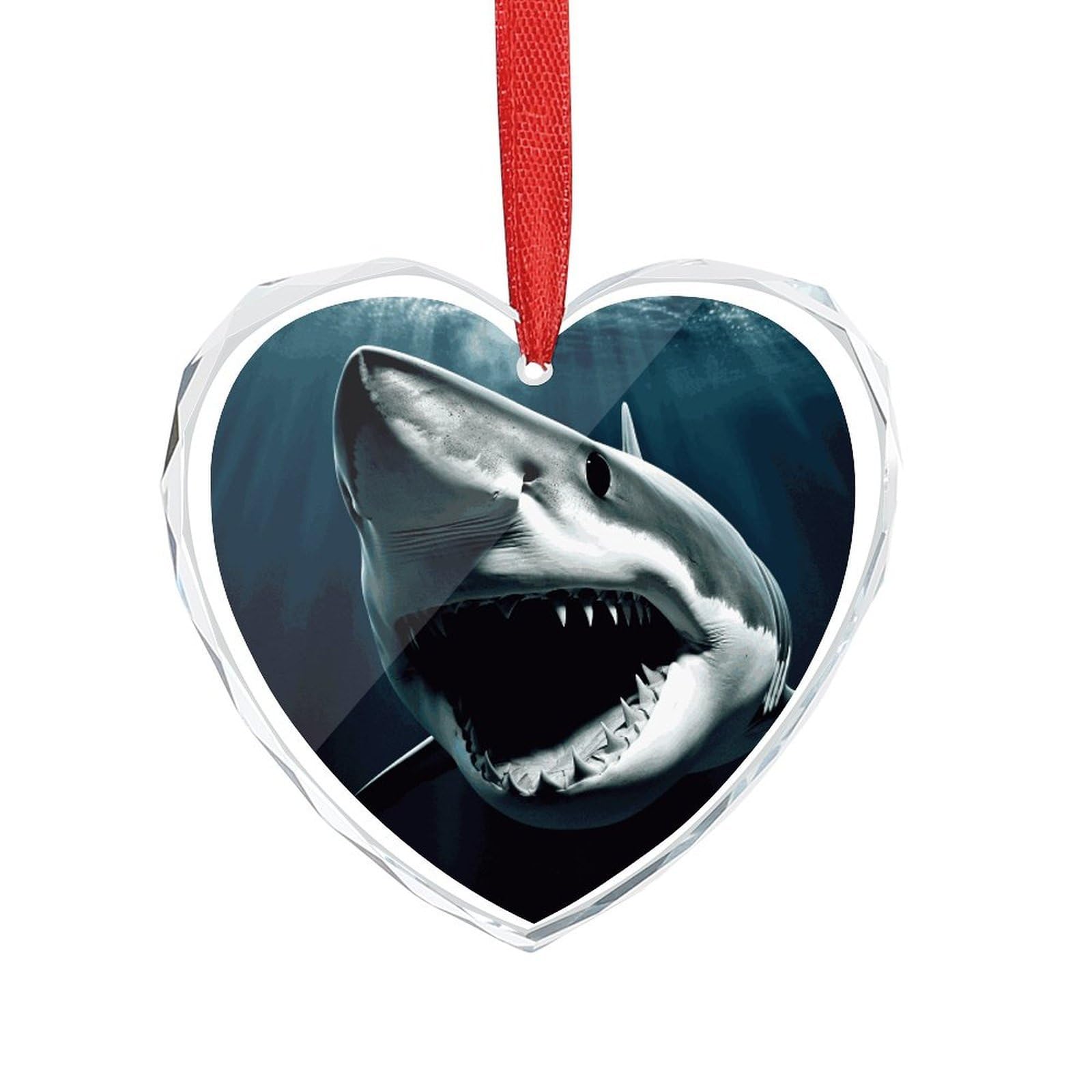 Wsoihfec Style Shark Engagement Gifts For Couples, Glass Ornaments Just Married Bridal Shower Decor, Heart Keepsake Decor For Bride & Groom