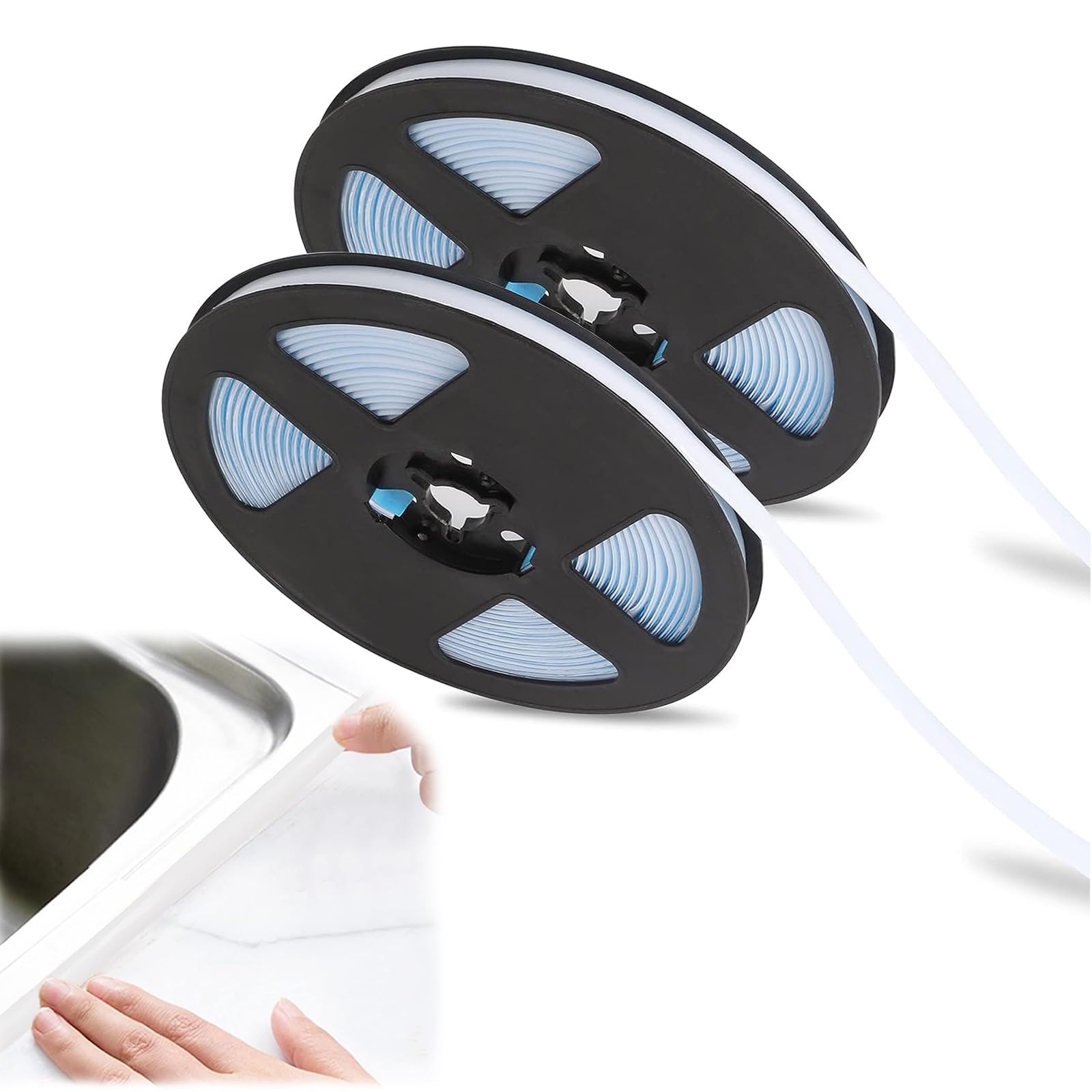 2Pcs Self Adhesive Caulk Strip Waterproof Tile Trims and Edgings for Bathroom Kitchen Living Room Walls Ceilings Borders Cabinets Mirrors for Covering Corners and Gaps Prevent Dirt Deposition