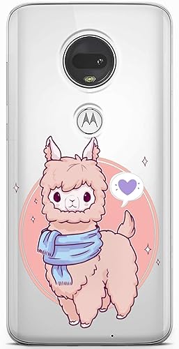 Miniatura 3 de Mertak Funda de teléfono compatible con Motorola Edge + Moto G9 G8 Plus G7 Play Power Z4 Diseño Alpaca Bufanda Flexible Silicona Protectora Pnk TPU