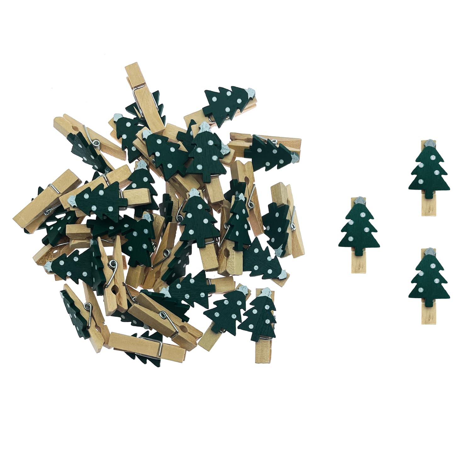 30 Mini-Wäscheklammern Aus Holz – Weihnachtsmotive Mit Juteschnur Für Baum & Deko