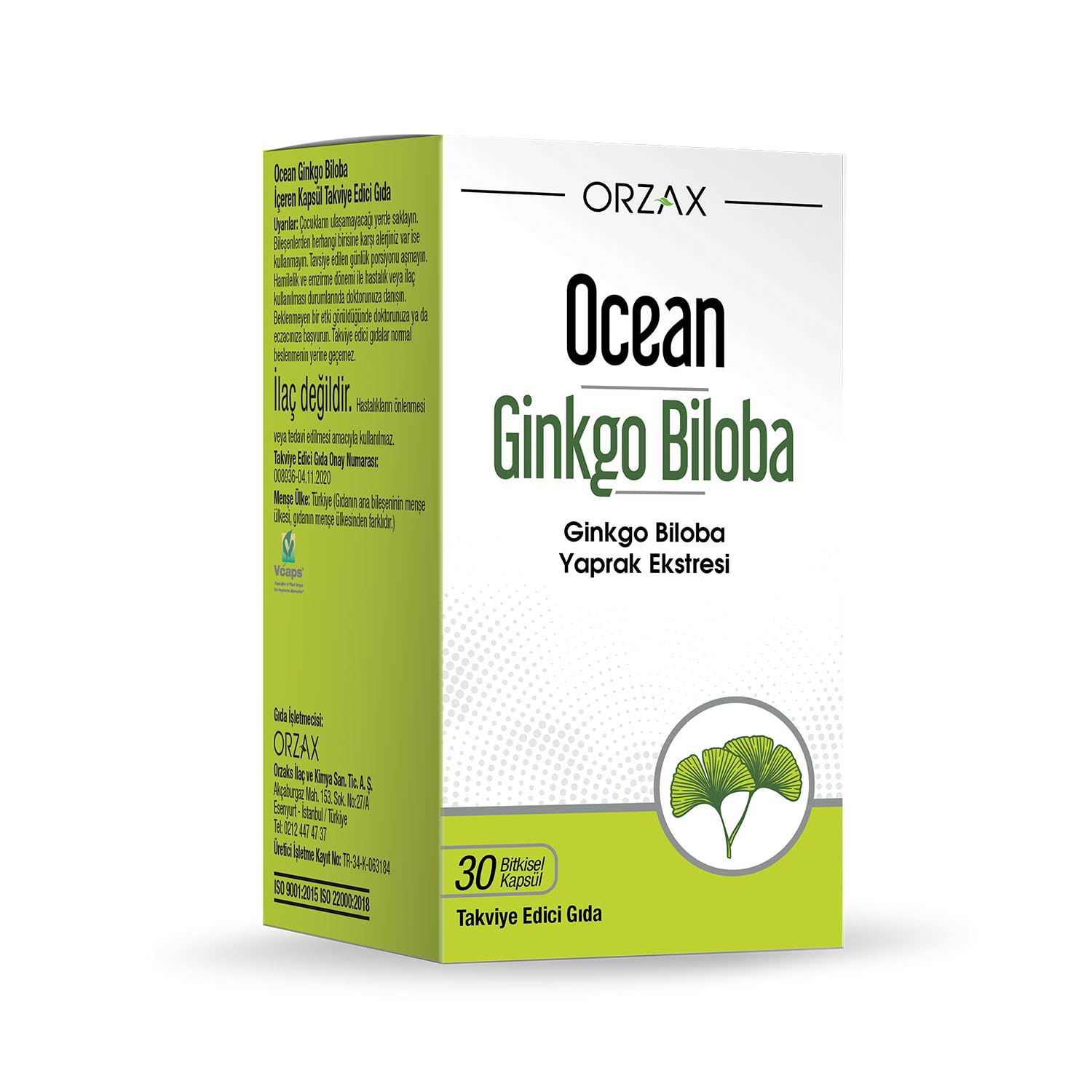 Orzax Ocean Ginkgo Biloba 30 Kapsül