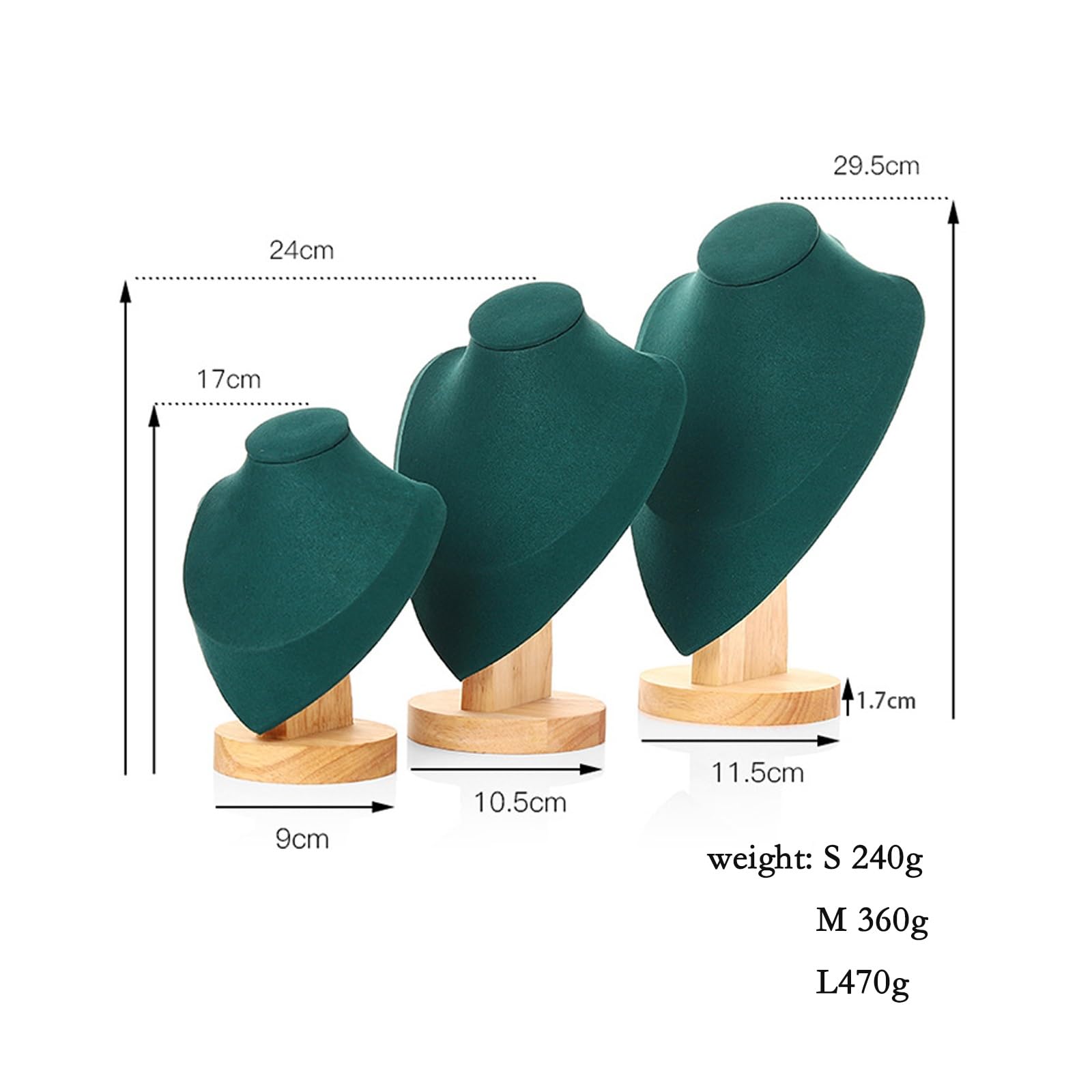 Présentoir Bijoux Colliers Elegant Green Velvet Collier Bijoux Modèle Affichage du modèle Bust avec Bust Bust Bust Bust Bust de Bustolry Bust Mannequin Présentoir à Bijoux (Size : Large)