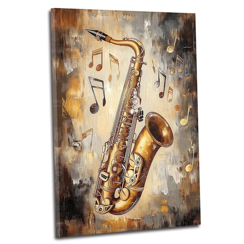 アート・デザイン・音楽 SACOM Amazon.com: Jazz Canvas Wall Art Saxophone Musical Instrument