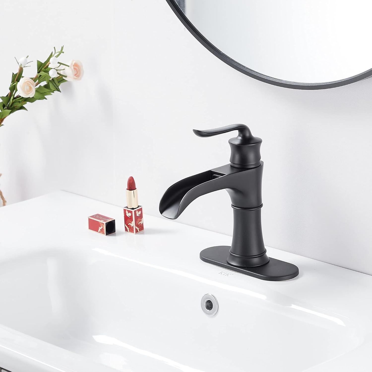 Hоttеѕt Sаlе MYHB Matte Black Bathroom Waterfall Faucet with Pop Up Drain Single Handle Vanity Sink Basin Mixer Tap, 8012SMB 🛒 Crаzу Dеаlѕ MYHB Matte Black Bathroom Waterfall Faucet with Pop Up Drain Single Handle Vanity Sink Basin Mixer Tap, 8012SMB