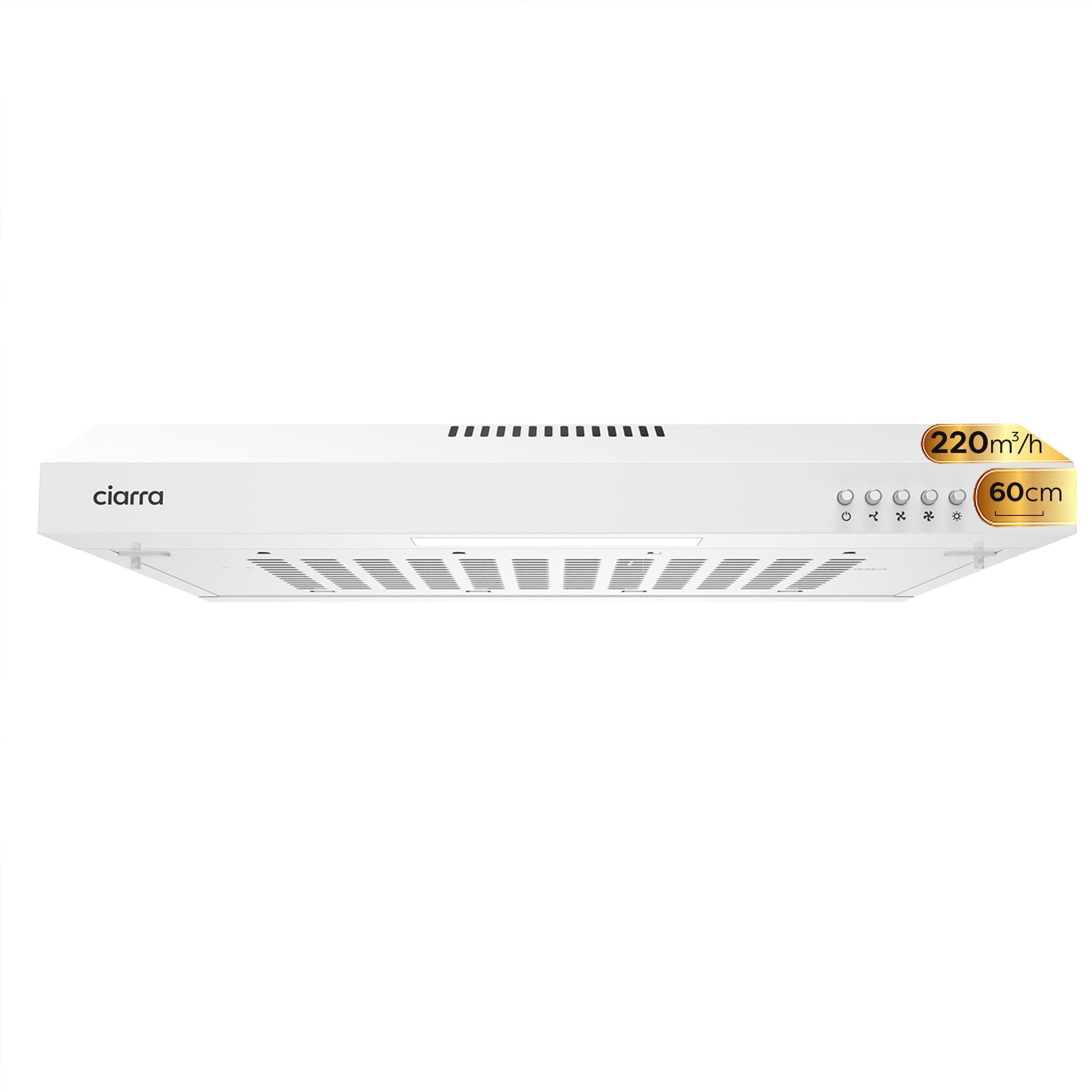 CIARRA CAW6903A Cappa Aspirante 60 cm Sottopensile Cappa da Cucina con Pannello Argento LED Montaggio a Parete con Ventola Estrattore