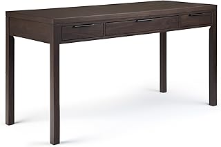 SIMPLIHOME Hollander Desk - 60 Inch Wide Solid Wood Writing Desk in Warm...