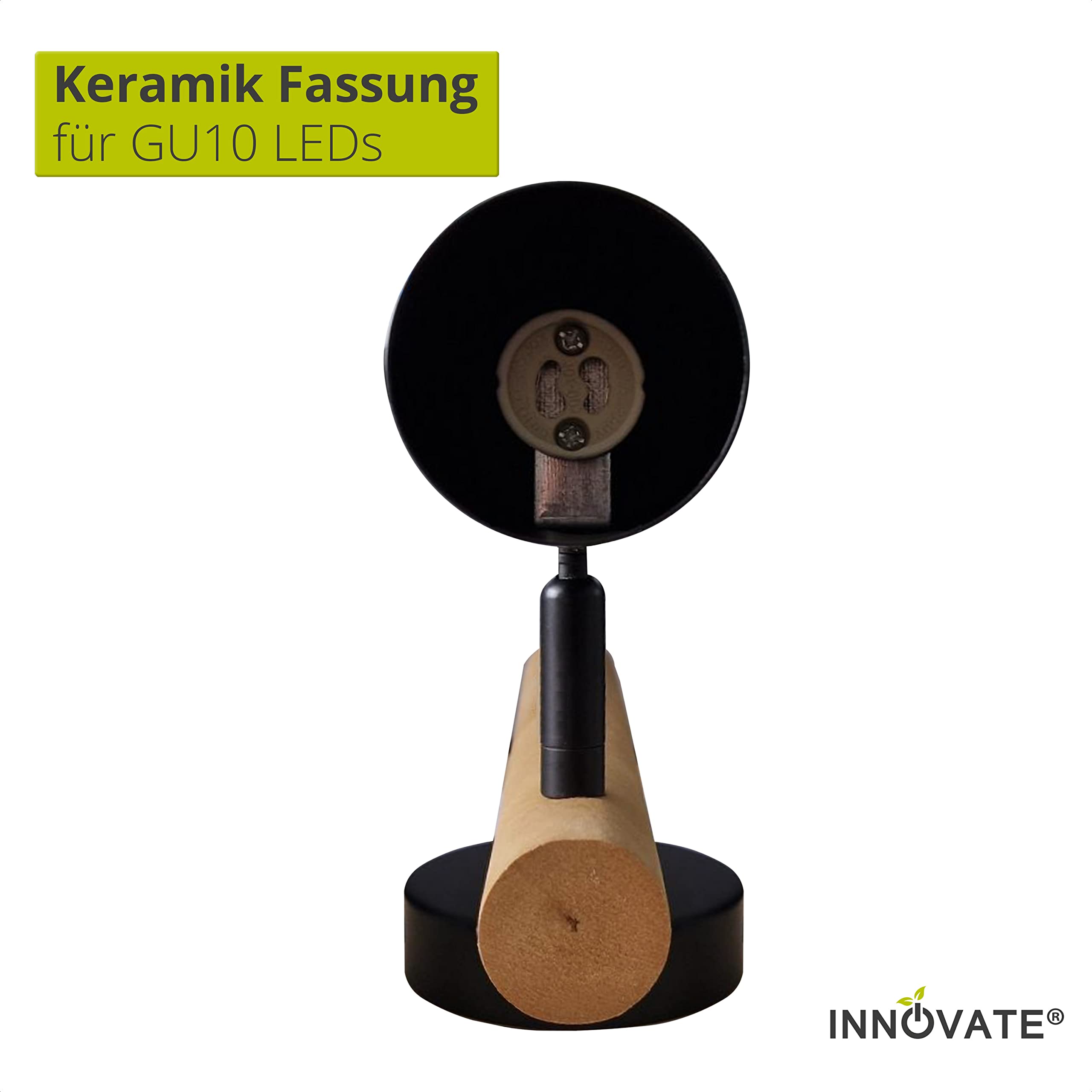 INNOVATE LED Spotbalken Holz | GU10 Deckenlampe Spot | LED Deckenleuchte Schwenkbar | Spotleuchte drehbar für Küche, Wohnzimmer, Schlafzimmer | Wandleuchte Holz | Deckenstrahler 3 flammig