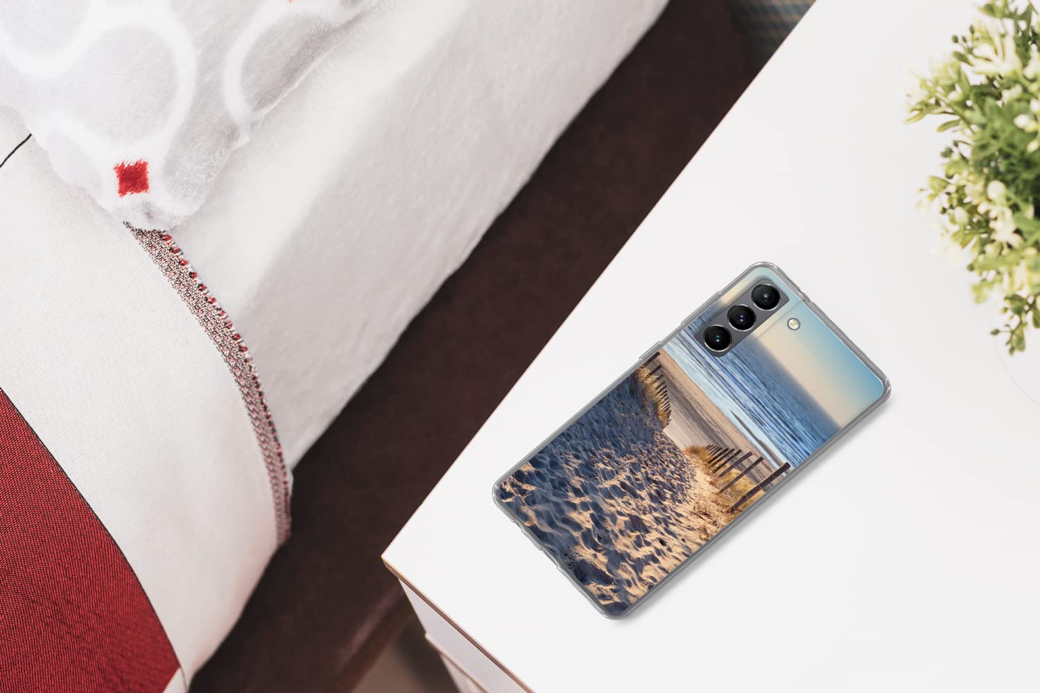 MuchoWow Funda para Samsung Galaxy S21 - Playa - Mar - Países Bajos - Dunas - Sol - Funda de Silicona/Funda Blanda para teléfono móvil