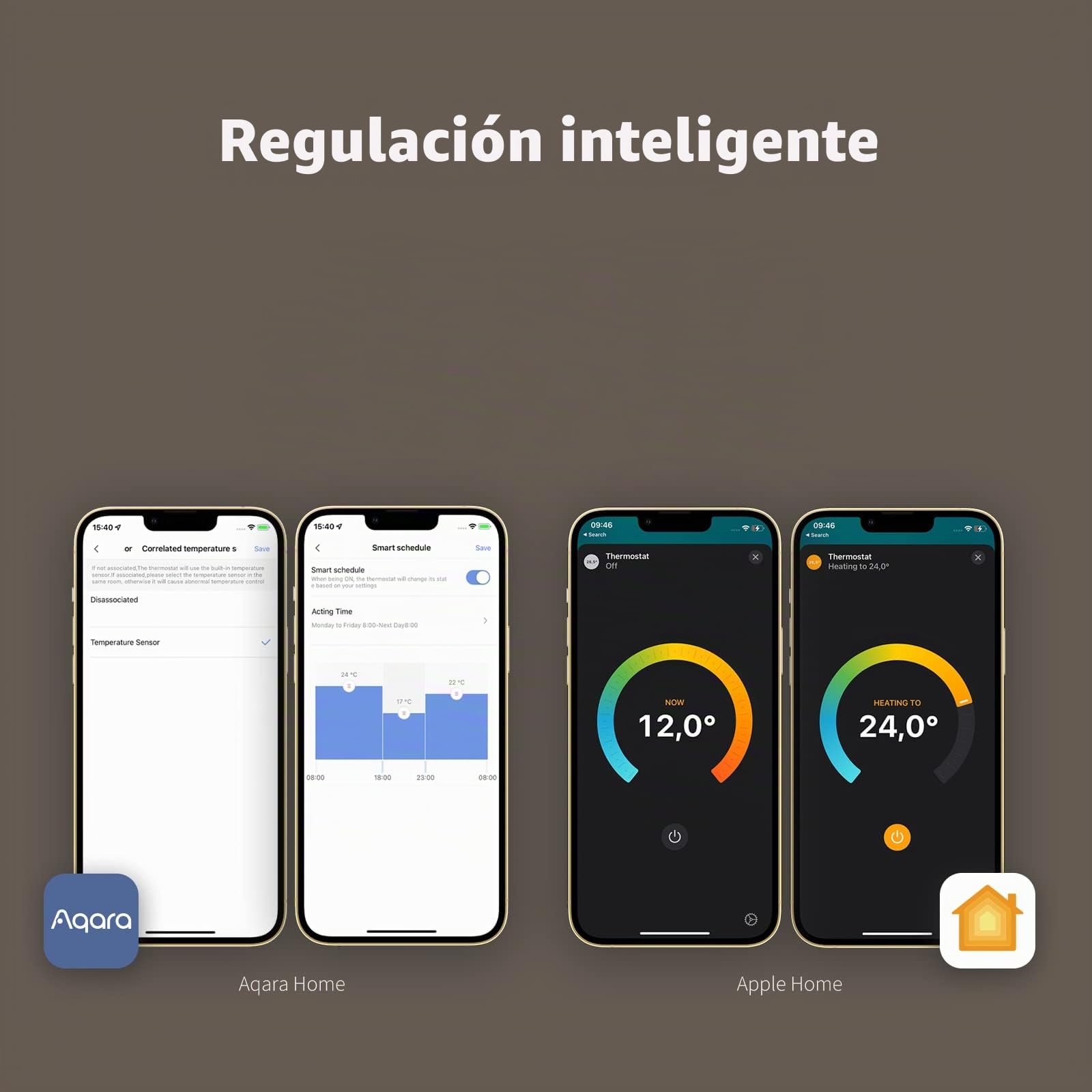 Aqara Cabezal Termostático Inteligente E1, Requiere AQARA ZIGBEE 3.0 HUB, con Control de Voz, Soporte de Geofencing, Compatible con HomeKit, Alexa, Google Assistant e IFTTT