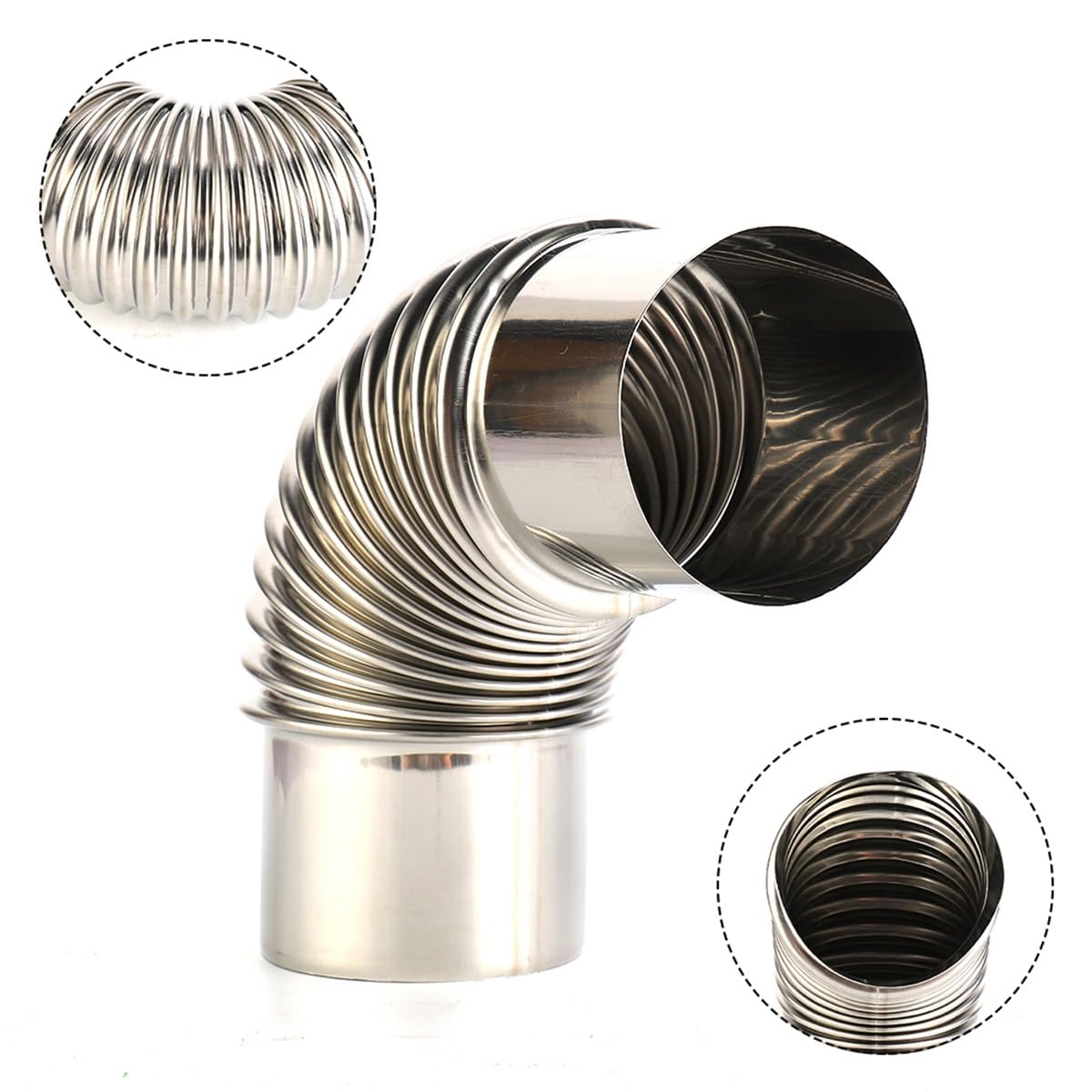 1 szt. Kolanko 90°, galwanizacja wkładka kominowa wygięcie 90° rura kominowa do pieca kominowego na kemping na drewno komin (160 mm)