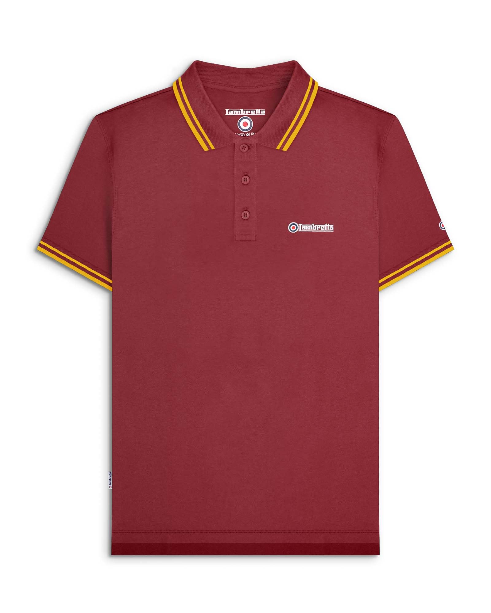 Lambretta Mens Twin Tipped Pol Adults Burgundy/Old Gold Medium Mens