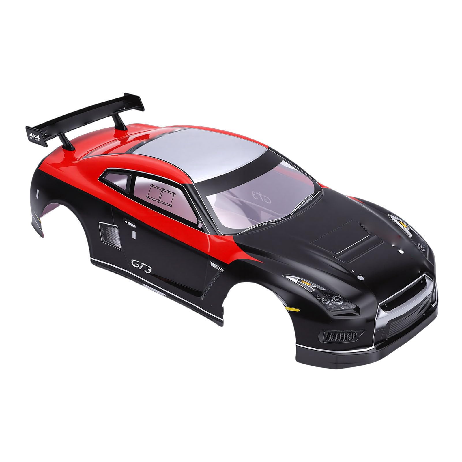 Julihai 1/10 Scale RC Car Body Shell, Clear Polycarbonate 1.0mm Body with Rear Wing for 26cm Wheelbase Touring Cars (Black Red)