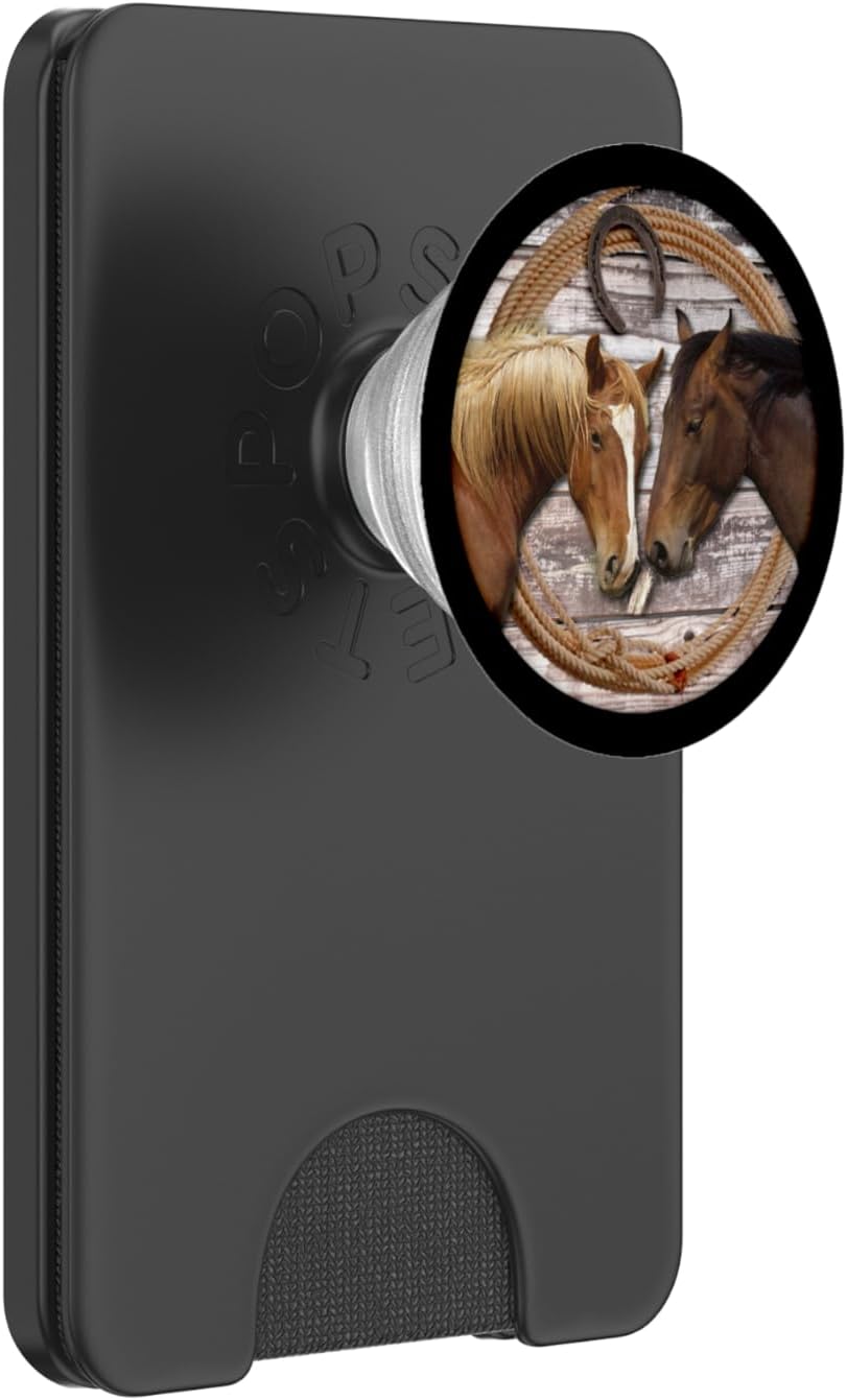 Cute Horse Pop Phone Grip For Girls - Two Horses Horseshoe PopSockets PopGrip: Swappable Grip for Phones & Tablets PopSockets PopGrip for MagSafe