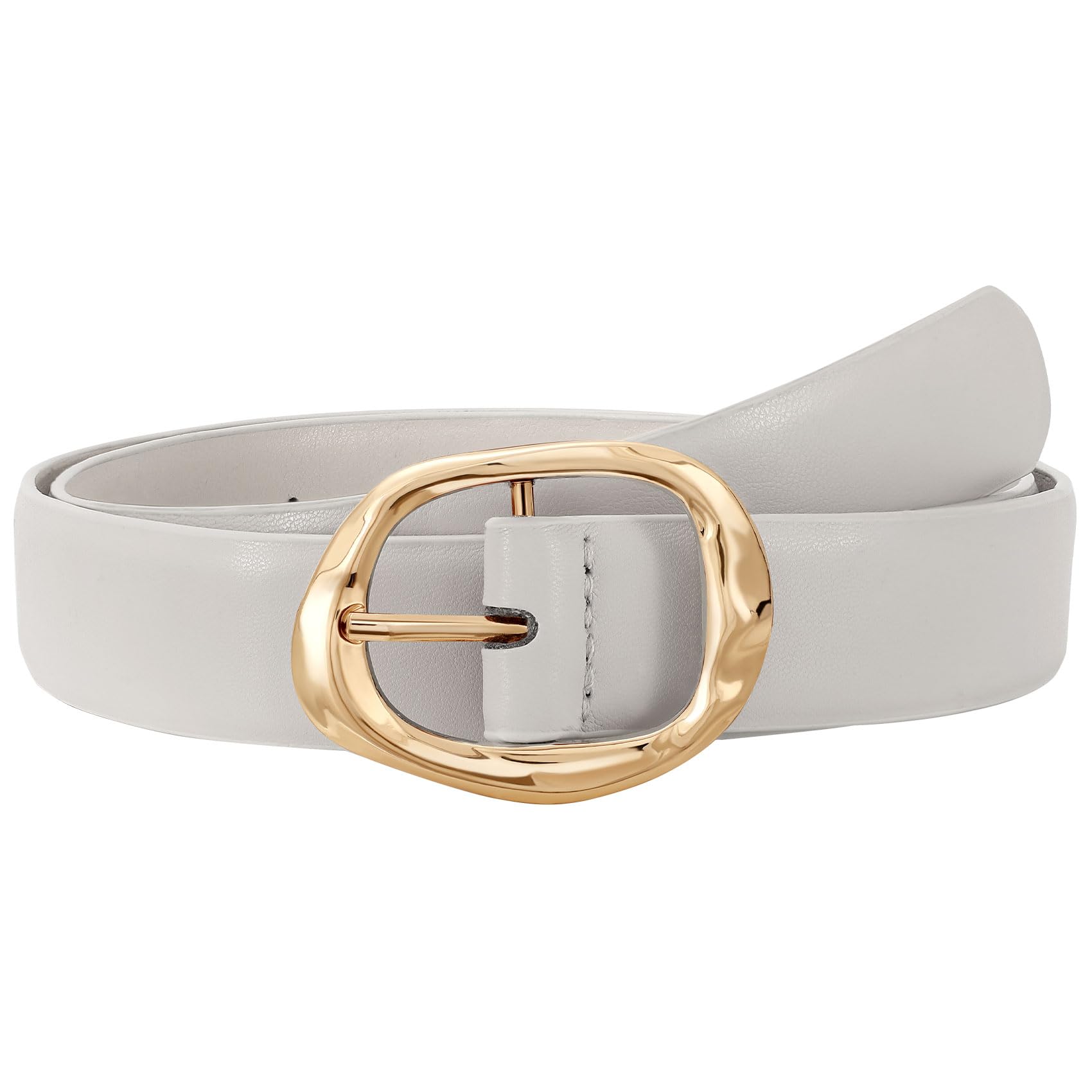 JASGOOD Women Leather Belt for Jeans Pants Ladies Casual Waist Belt Fashion Women Belt with Gold Buckle