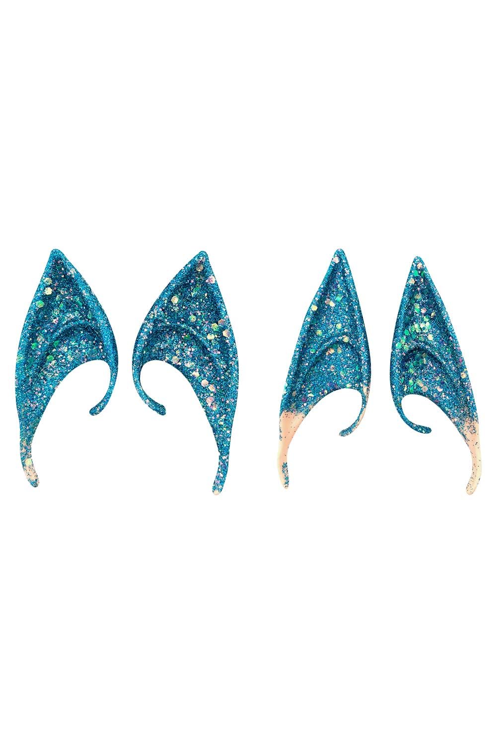 KoleGoe Jake Sully Tail Gloves Cosplay Costume Accessory Neytiri Tail Cosplay Halloween Props for Adult (Blue ears)