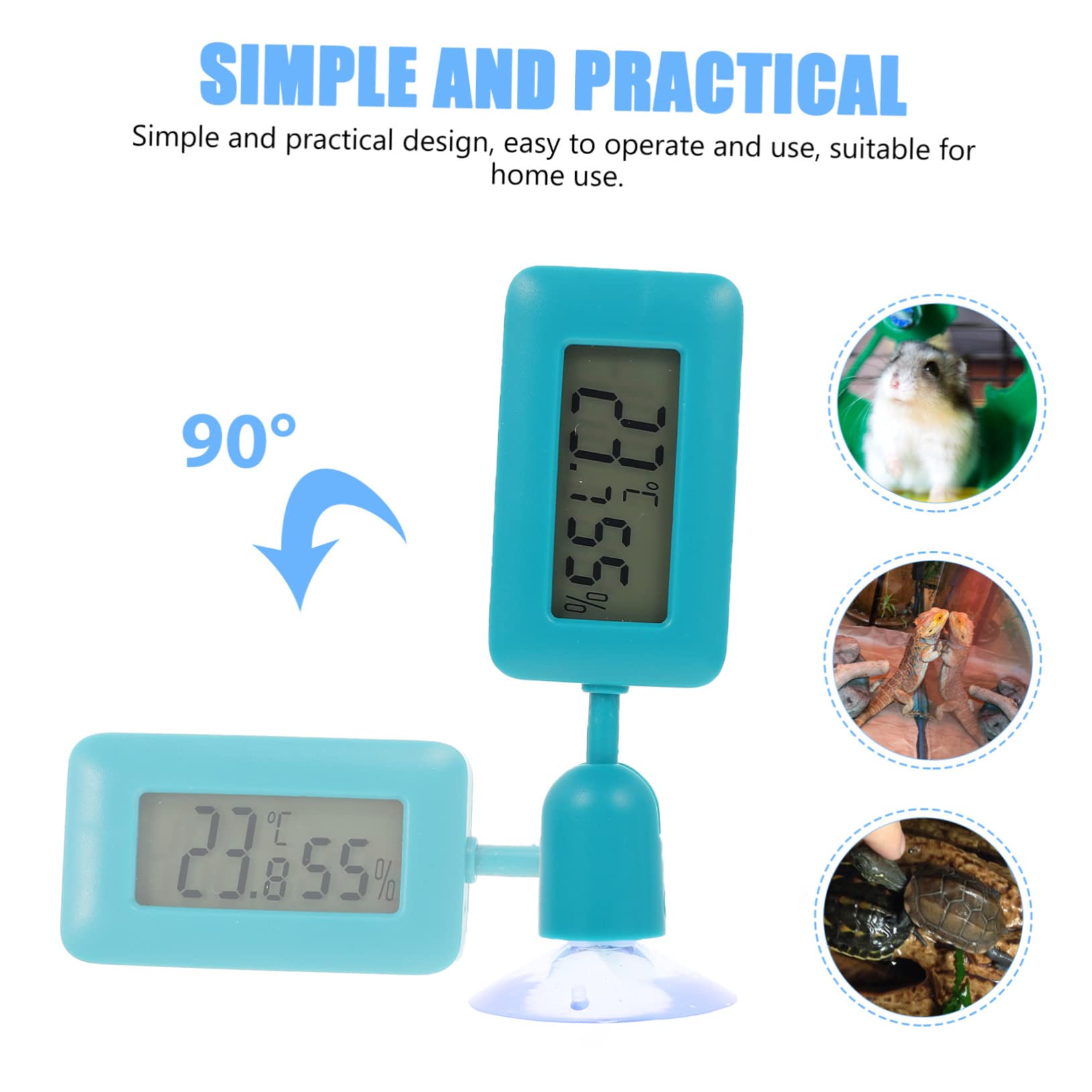 FOMIYES 4 Piezas Higrómetro Para Reptiles Termometro Para Terrarios De Reptiles Medidor De Temperatura y Humedad Mini Higrómetro Reptil Terrario Depósito De Agua Abdominales Ventosa