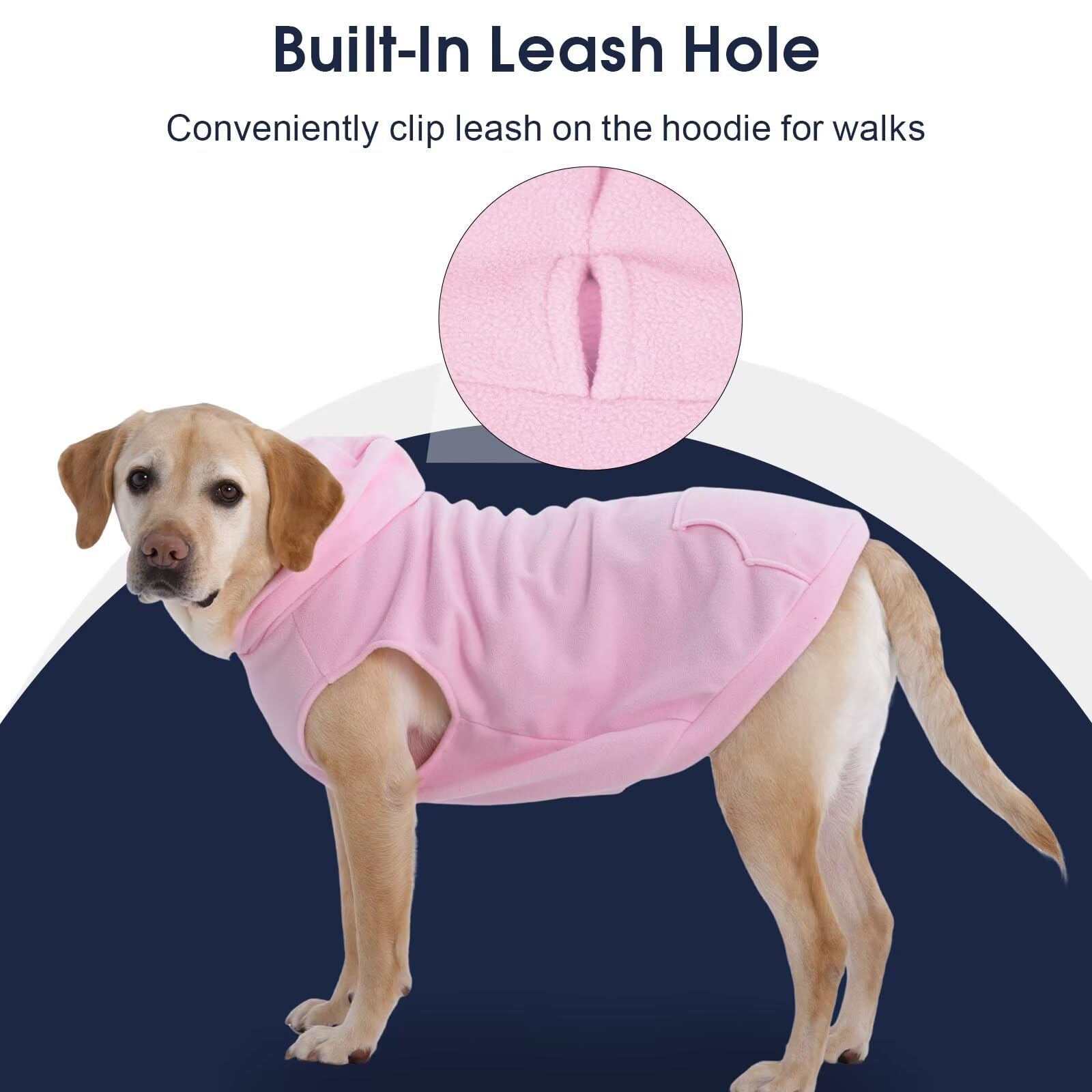 IECOii Hoody Hund,Hunde Hoodie groß Hunde Ärmellose Hoodie Hundesweatshirt Baumwoll Hundepullover Jumper für Labrador,Golden Retriever,Hund Kapuzenpullover für Frühling,Herbst Winter,Rosa,3XL