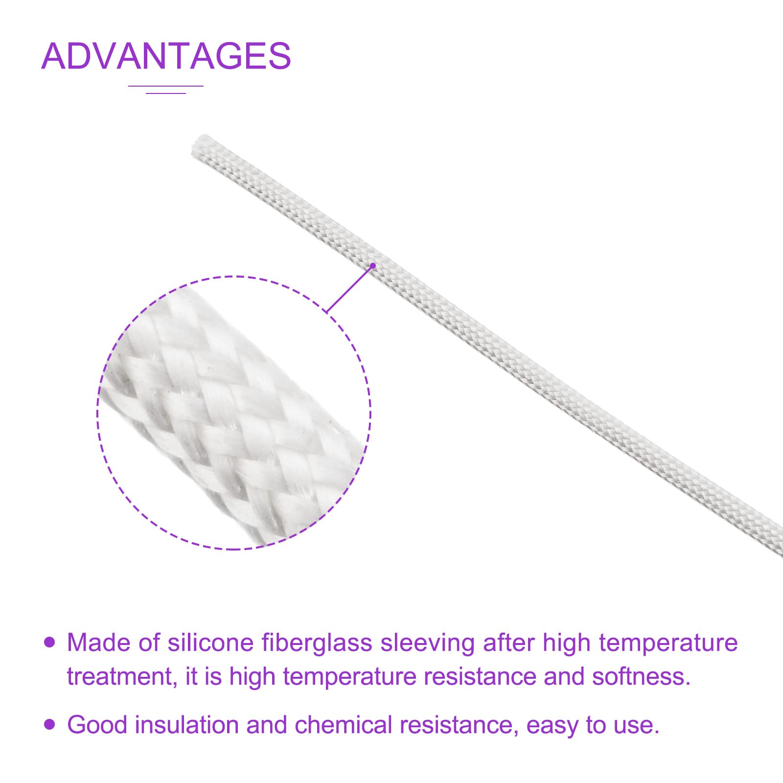 DMiotech 1pz 16.4Ft-1mm Beige Silicone Fibra Vetro Alta Temperatura Guaina