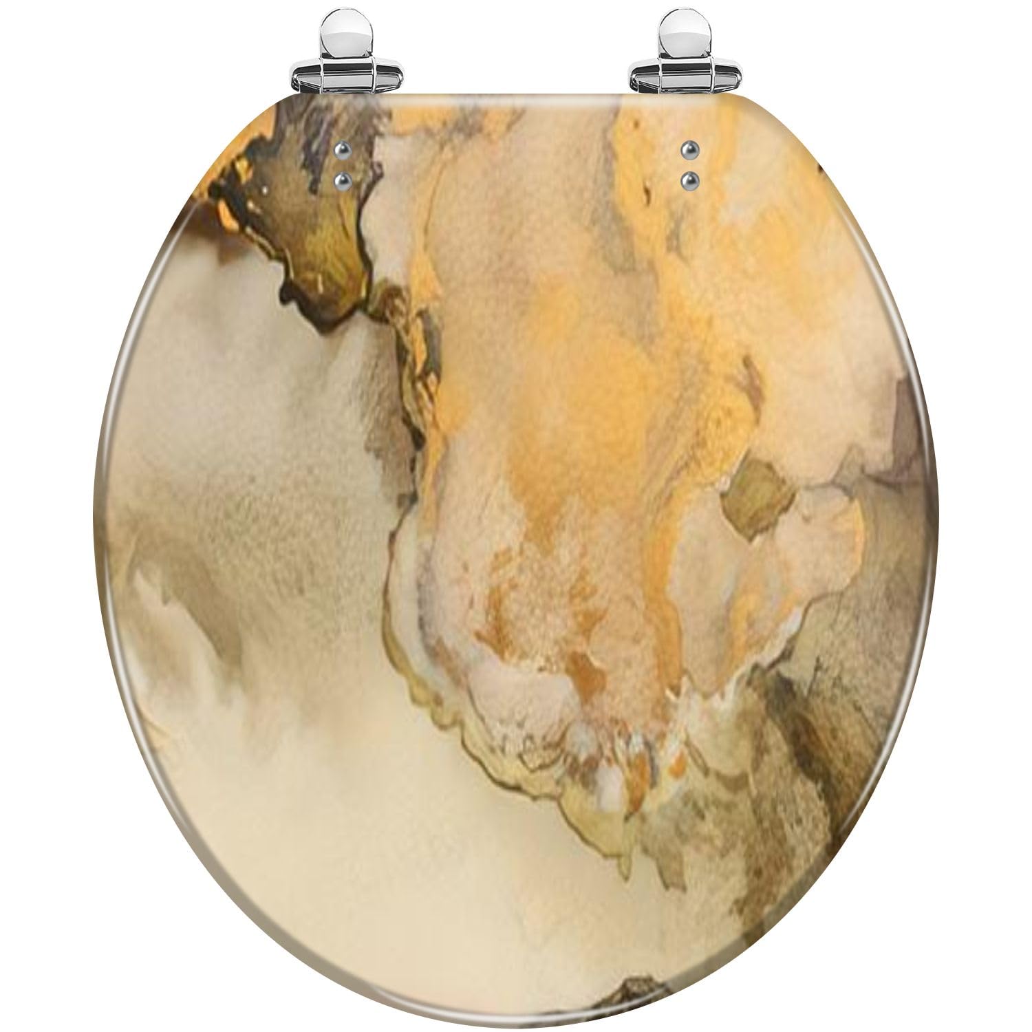 Tazyyzuu Multi3 Purple Lavender Liquid Watercolor Toilet Seat With Golden Lines Pastel Marble Resin Slow Close Quick-Release Hinges(Multi3)