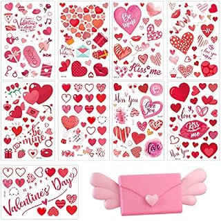 9Pcs Heart Window Clings Valentine's Day Static Window Clings Decorations Removable Glass Stickers Decals for Home Wedding Valentines Wedding Anniversary Party Supplies