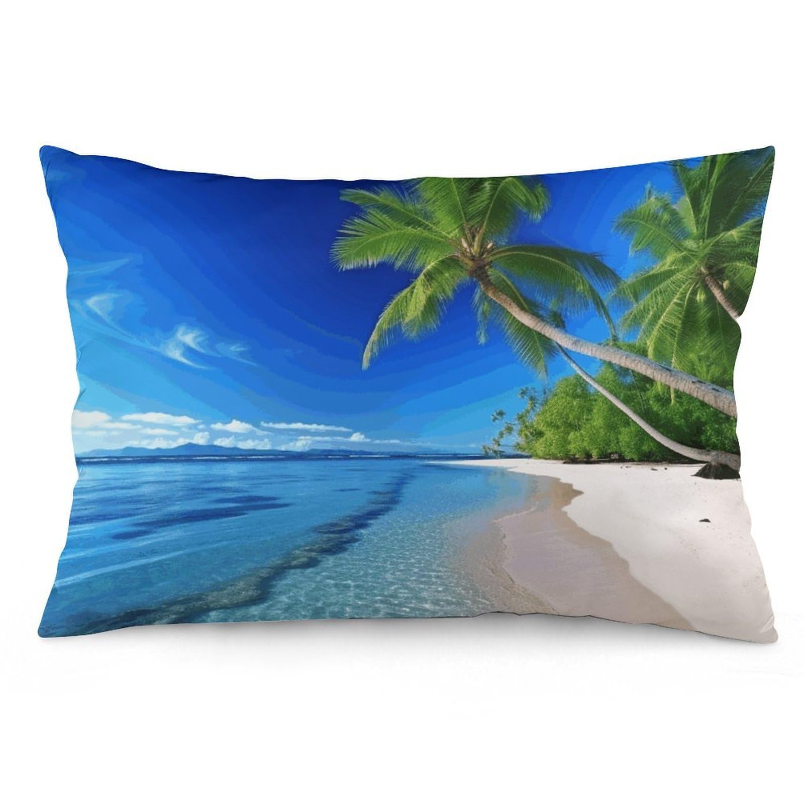 2 Pack Pillow Cases for Hair and Skin, Soft Breathable Pillow Case Covers with Hidden Zipper, Sea Sky Palm Tree Pillowcase 12 "x20 Pillow Covers for Sleeping Gift