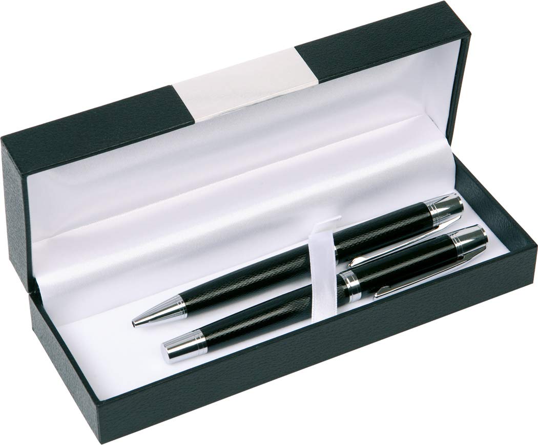 Juwelier Schönschmied - Schreibset Inklusive Geschenk-Etui mit Gravur - Metall-Kugelschreiber (schwarzschreibend) & Metall-Füller Schreibset 4 PS4
