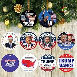 10 PCS Trump Merchandise Donald Trump Gifts Trump Christmas Ornaments 2024 Trump Ornament 2024 Trump Ornaments for Christmas Tree Trump Xmas Gifts for Supporter