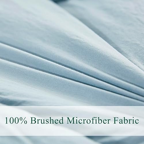 Miniatura 7 de HIG Juego de edredón alternativo prelavado para cama individual, diseño reversible chic, cajón cosido con 4 pestañas de esquina, ligero para todas