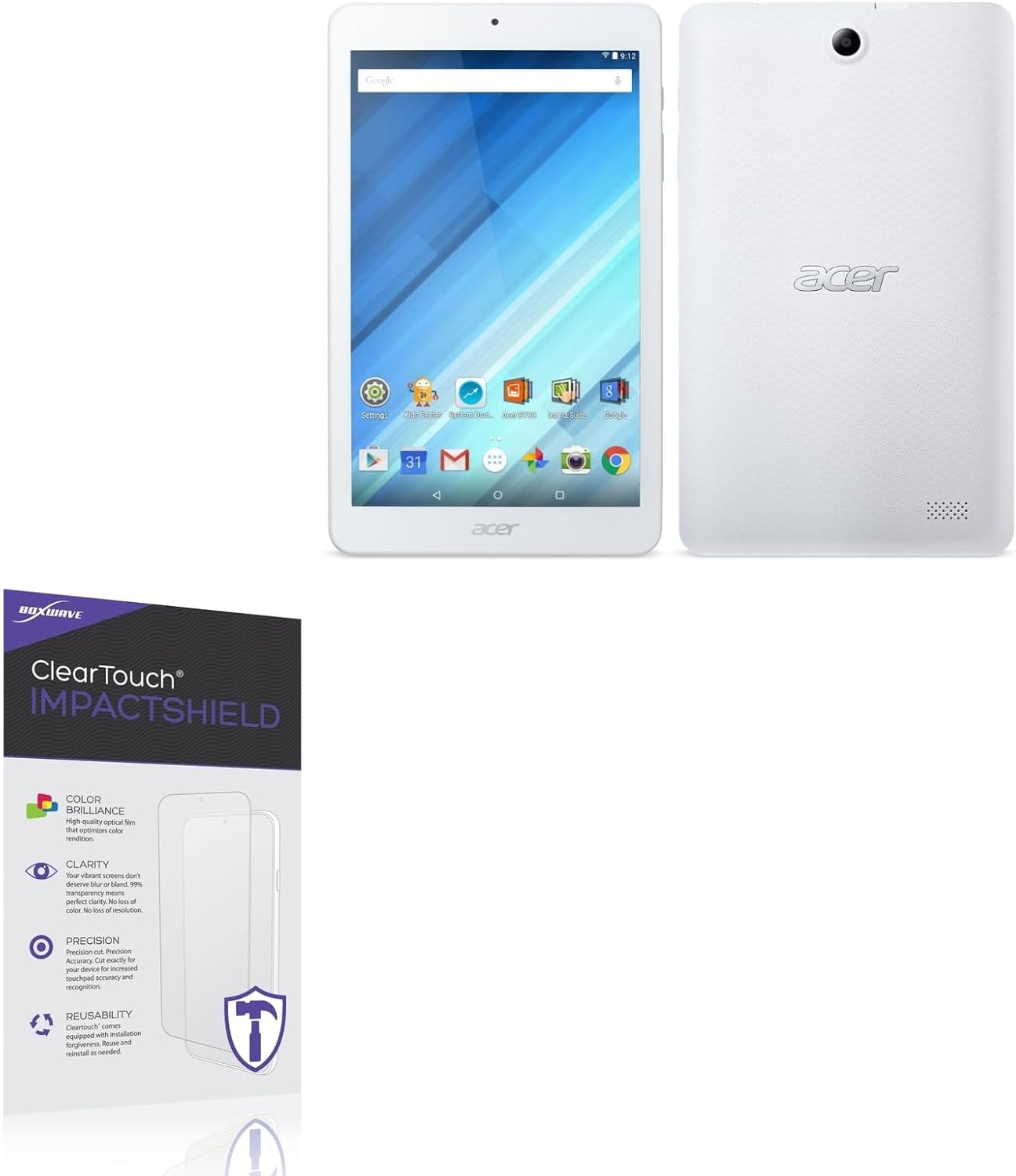 BoxWave Screen Protector Compatible With Acer Iconia One 8 (B1-870) - ClearTouch ImpactShield (2-Pack), Impenetrable Screen Protector Flexible Film