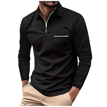 Men's Long Sleeve Polo Shirt Zipper Polo Shirt Bottoming